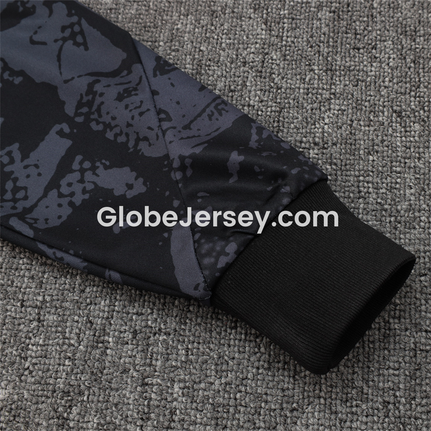 GlobeJersey-Corinthians 25-26 Jacket Training Tracksuit - Black and Gray Pattern Jackets & Black Pants