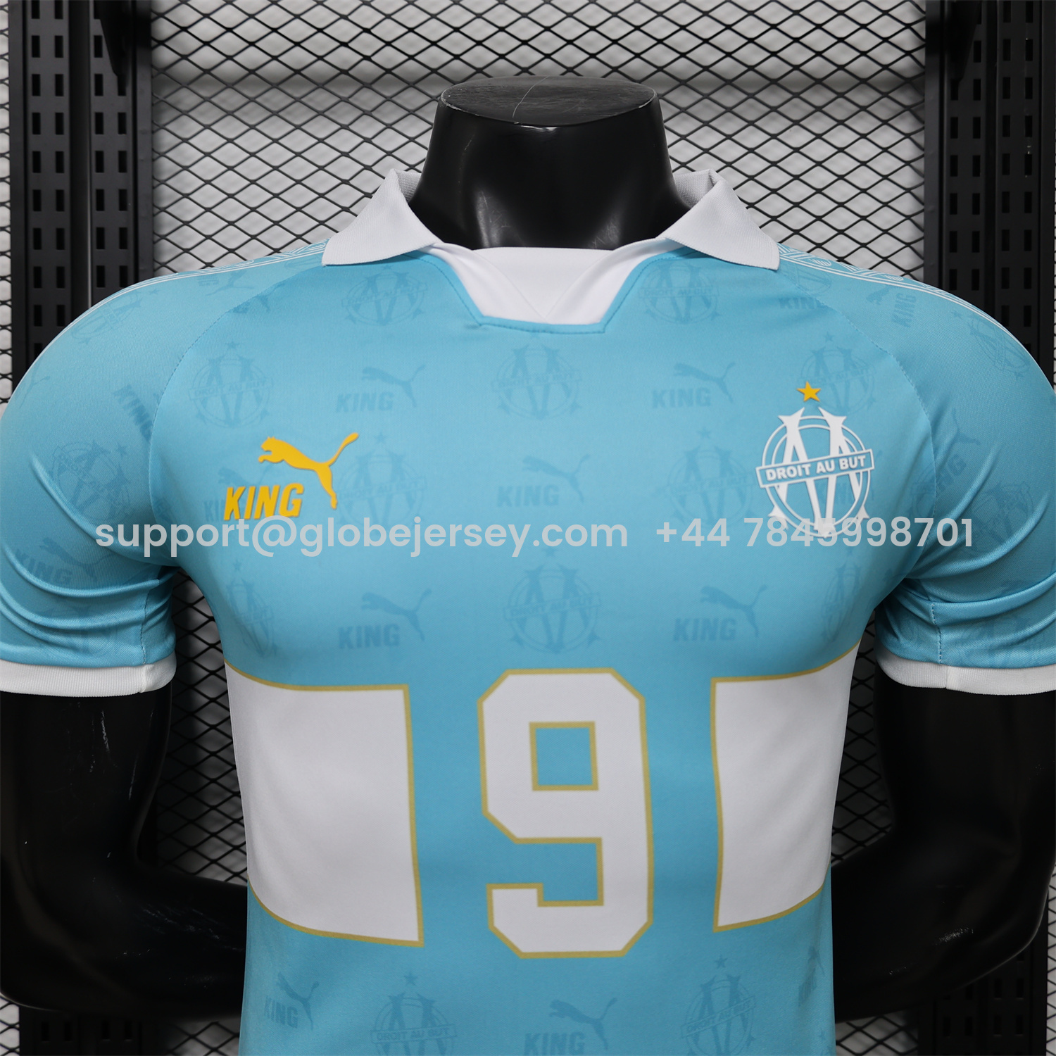 GlobeJersey-Marseille 25-26 Retro Style Blue Jersey -Player Version