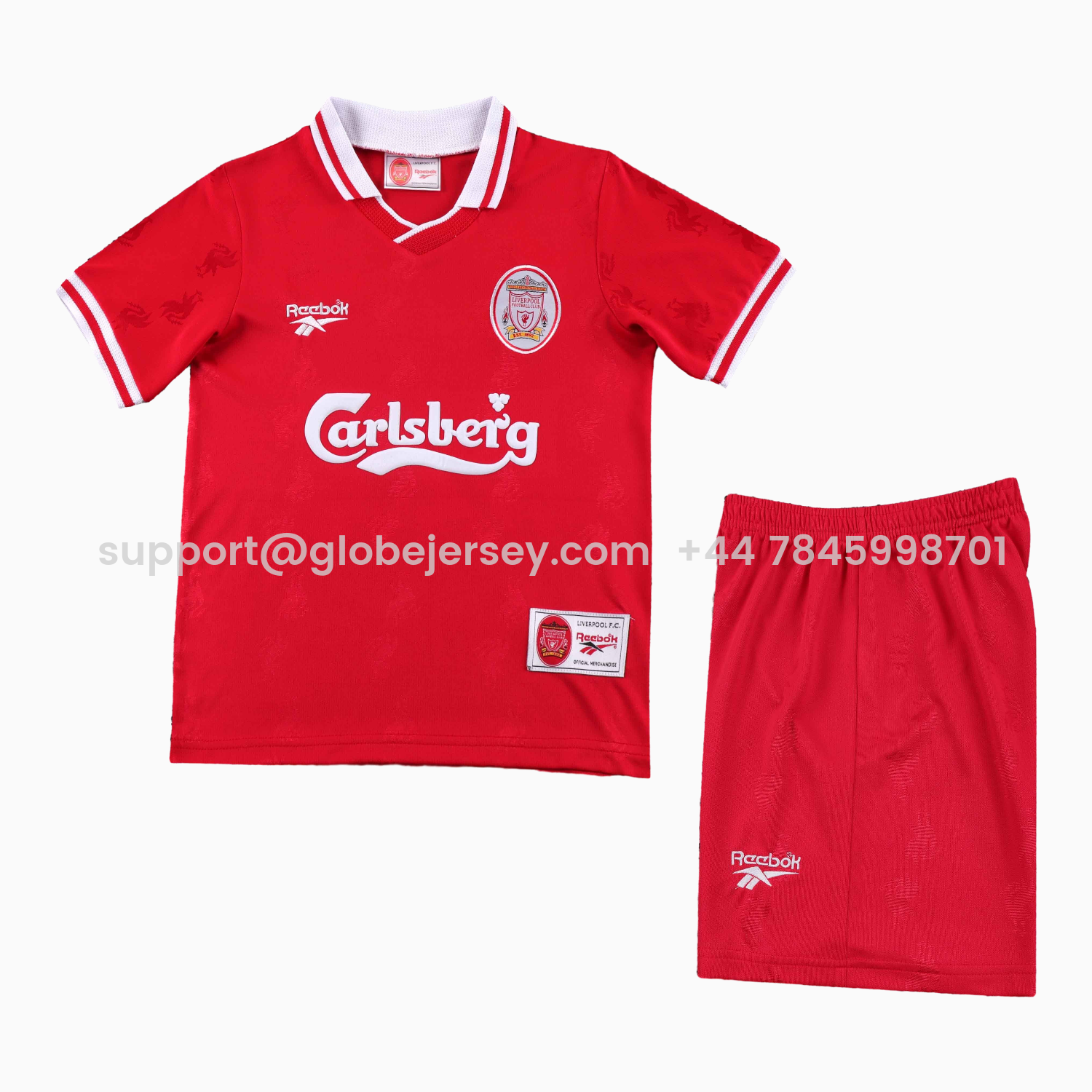 GlobeJersey-Retro Liver.pool 1996-97 Home Kids Kit