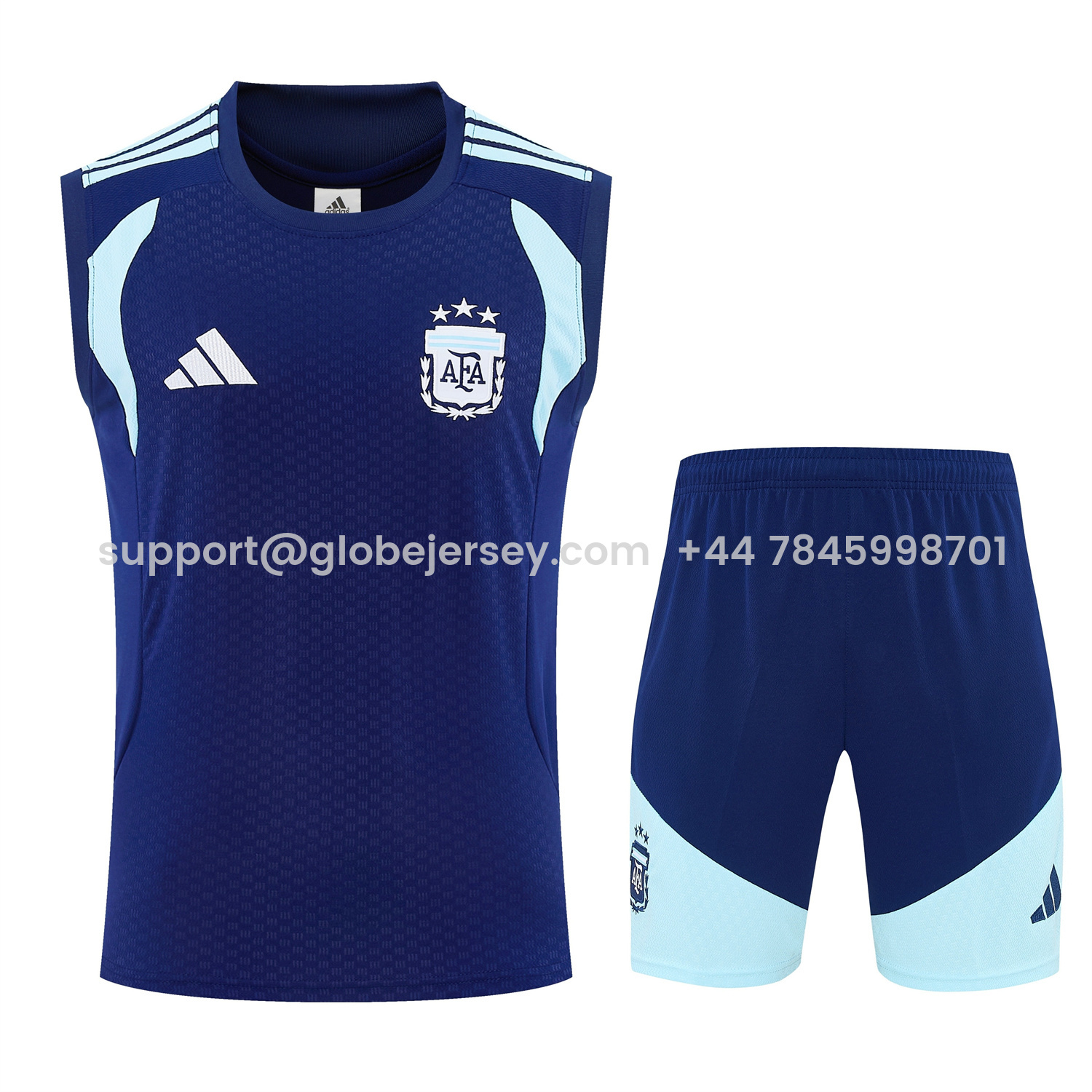 GlobeJersey-Argentina 2026 Vest Training Set - Dark Blue Vest and Shorts