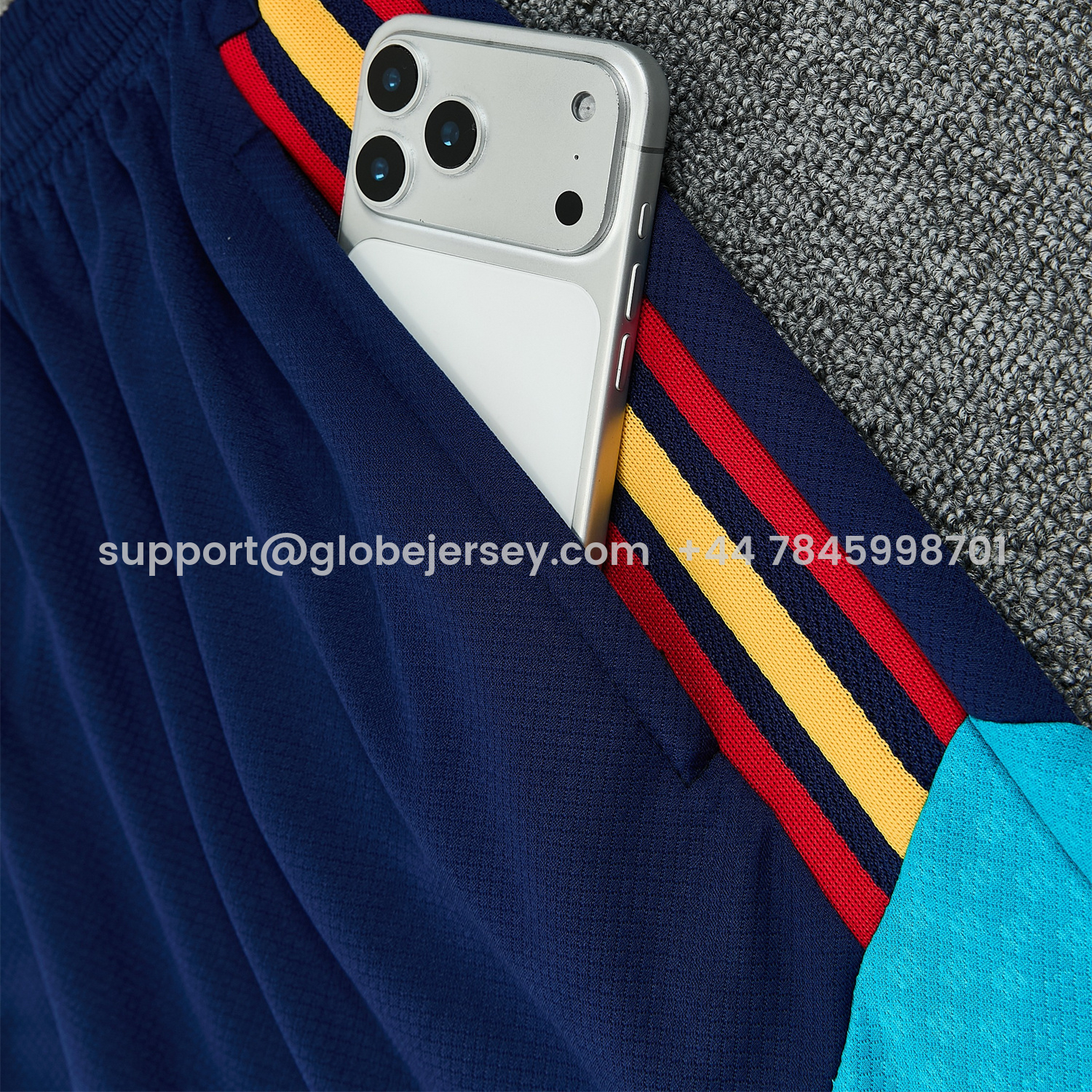 GlobeJersey-Spain 2026 Short-Sleeve Training Set - Dark Blue Top & Dark Blue Pants