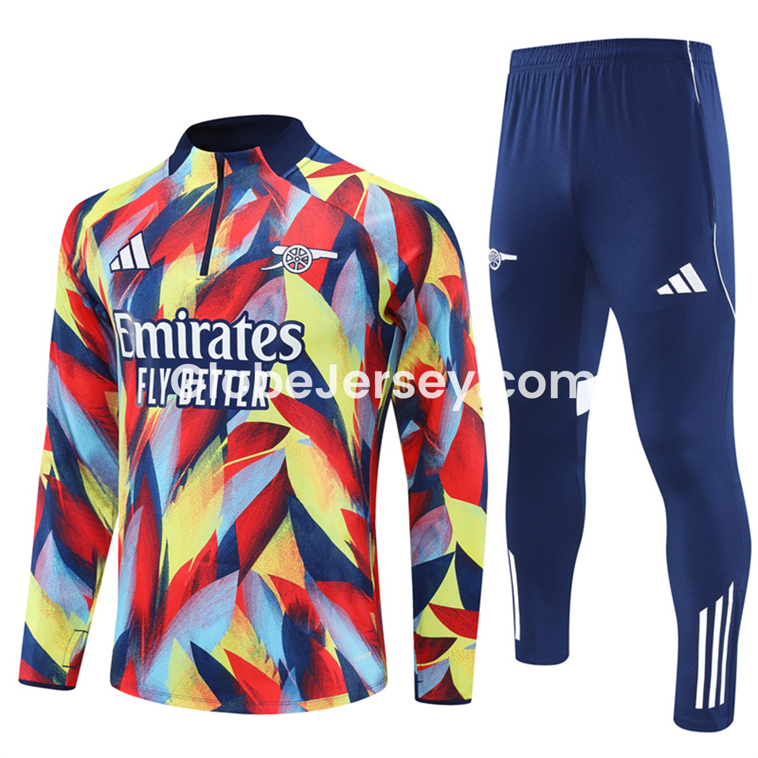 GlobeJersey-Arsenal 25-26 Long Sleeves Training Set - Colorful Camouflage Top & Royal Blue Pants