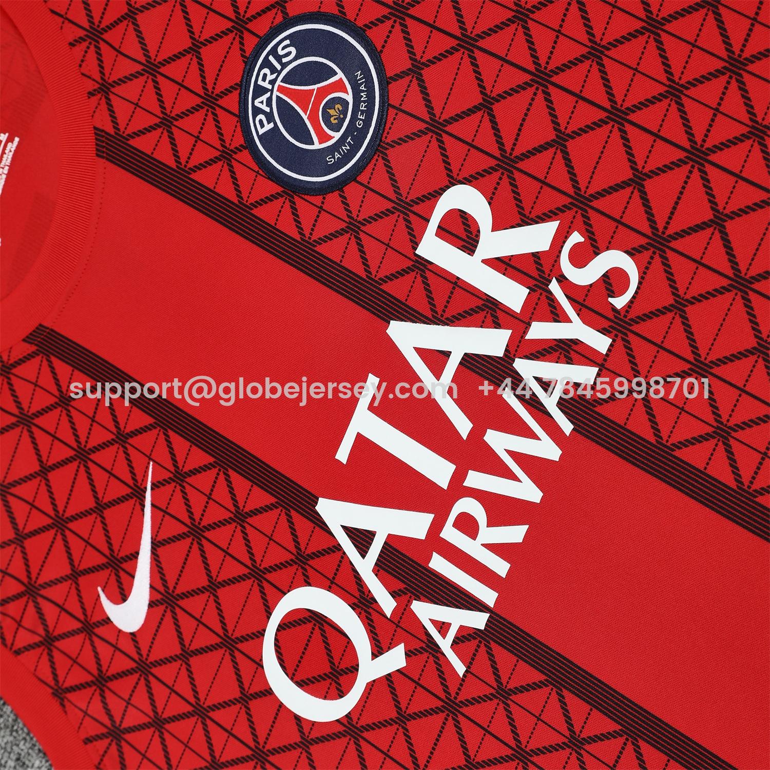 GlobeJersey-Paris Saint-Germain PSG 25-26 Vest Training Set - Red Vest & Deep Blue Shorts