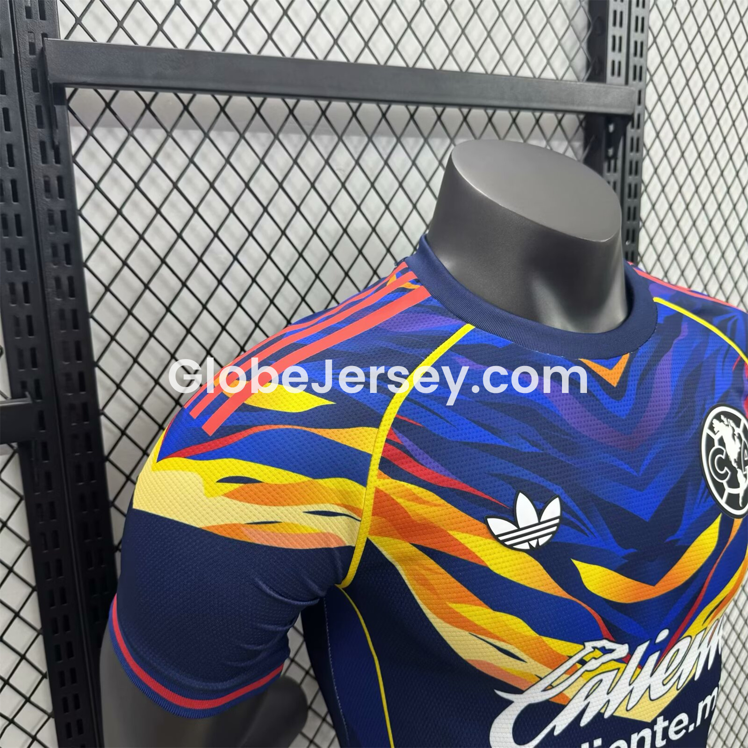 GlobeJersey-Club América 25-26 V-Shaped Camouflage Pattern Deep Blue Jersey - Player Version