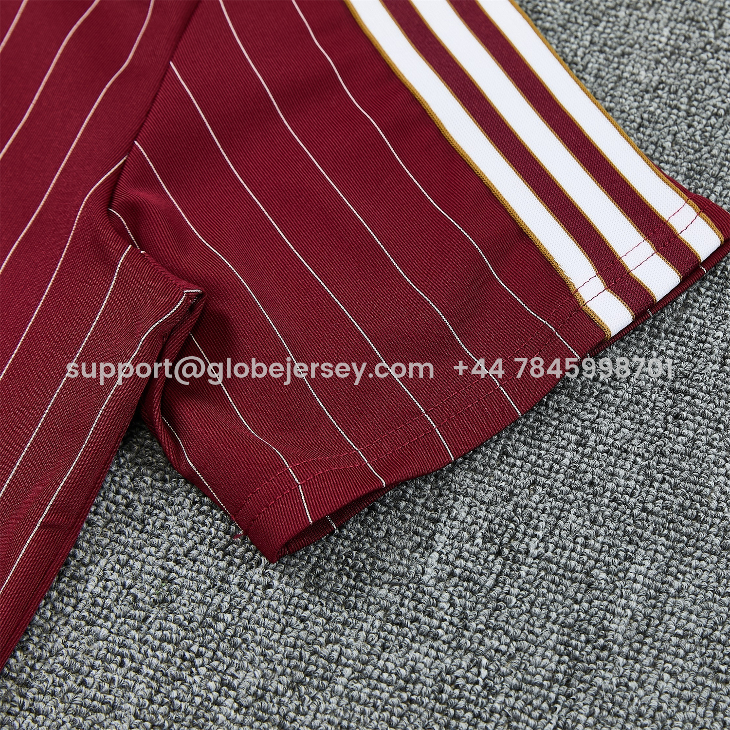 GlobeJersey-Arsenal 25-26 Retro Style Short-Sleeve Training Set - Dark Red With White Stripes Top & Pants