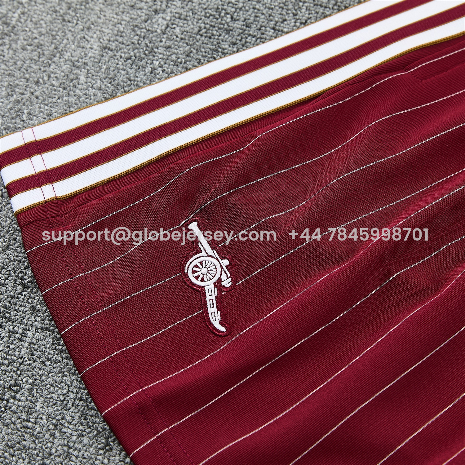 GlobeJersey-Arsenal 25-26 Retro Style Short-Sleeve Training Set - Dark Red With White Stripes Top & Pants