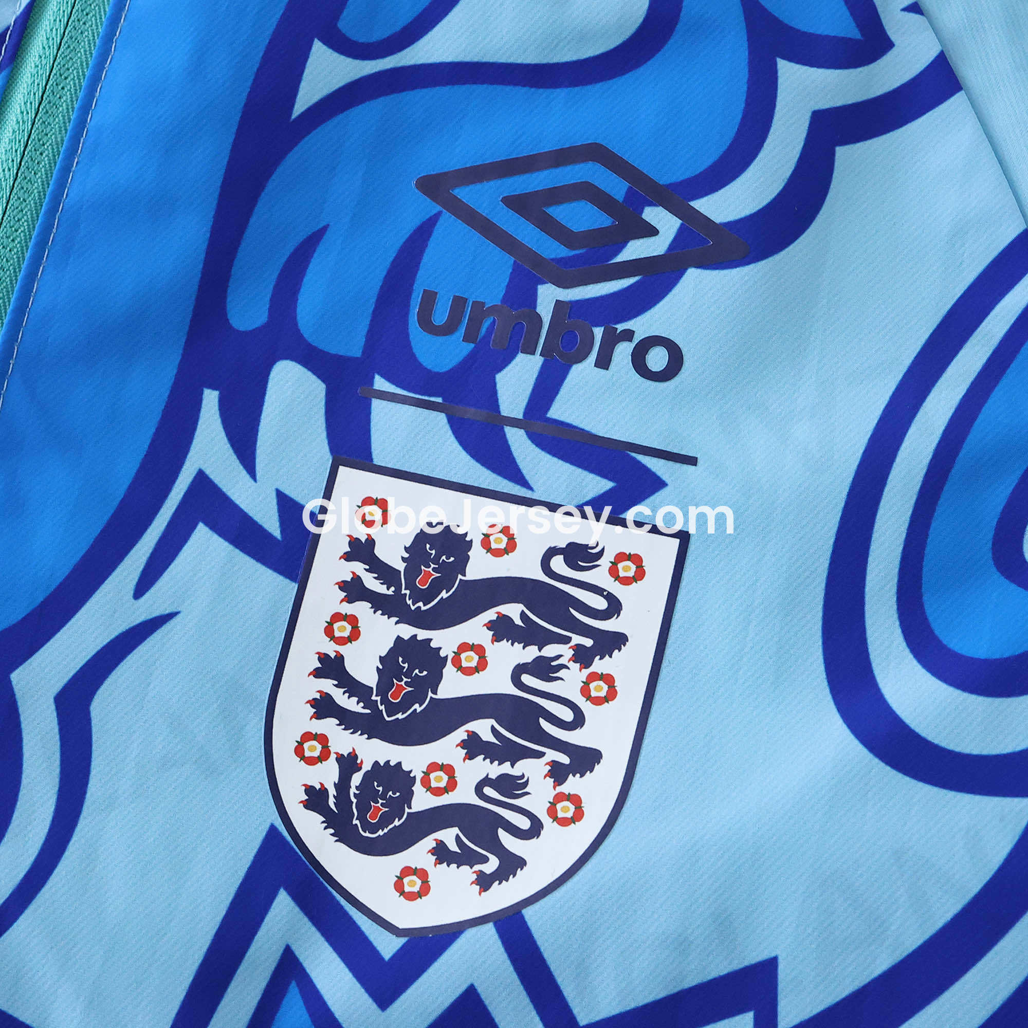 GlobeJersey-Retro England 1992 Third Double Sided Reversible Windbreaker - Blue & Green