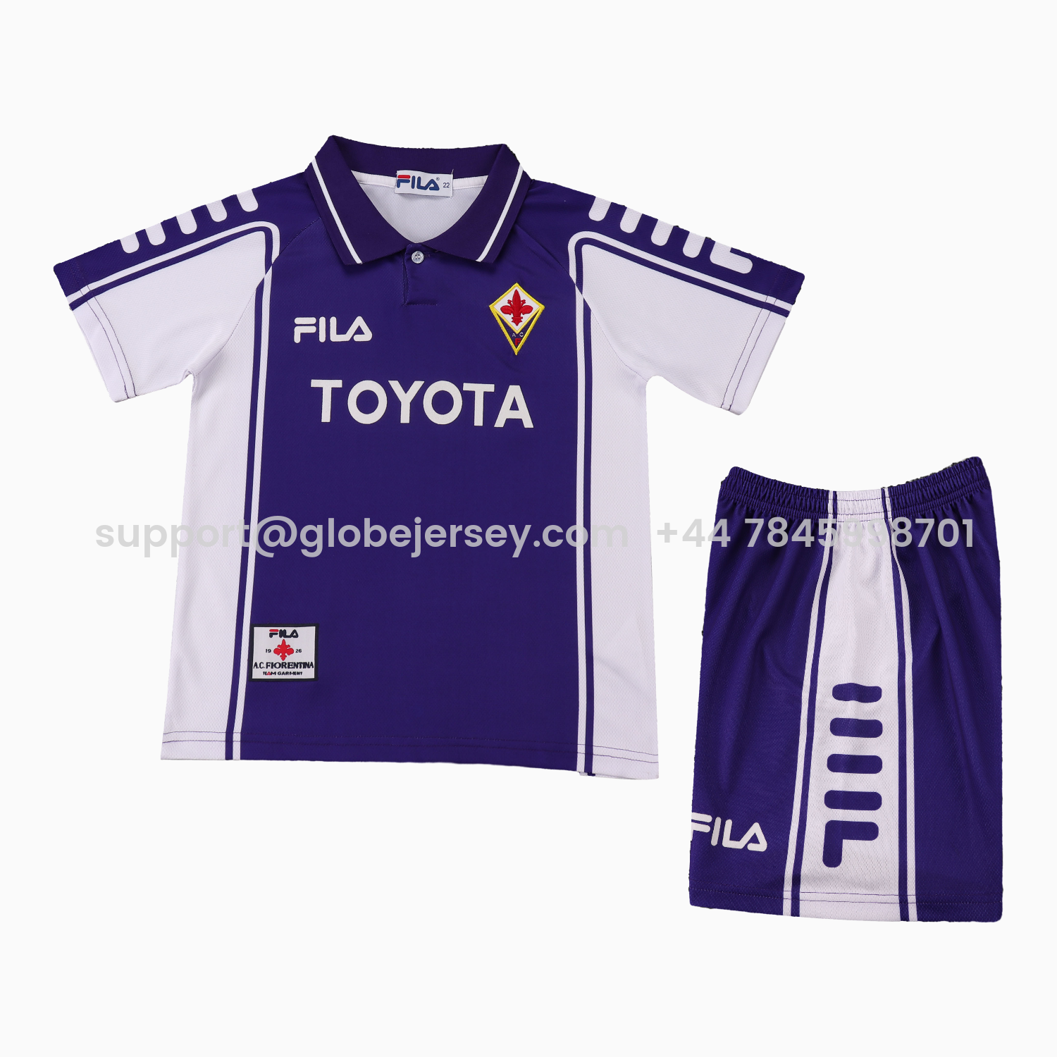 GlobeJersey-Retro Fiorentina 1999-00 Home Kids Kit