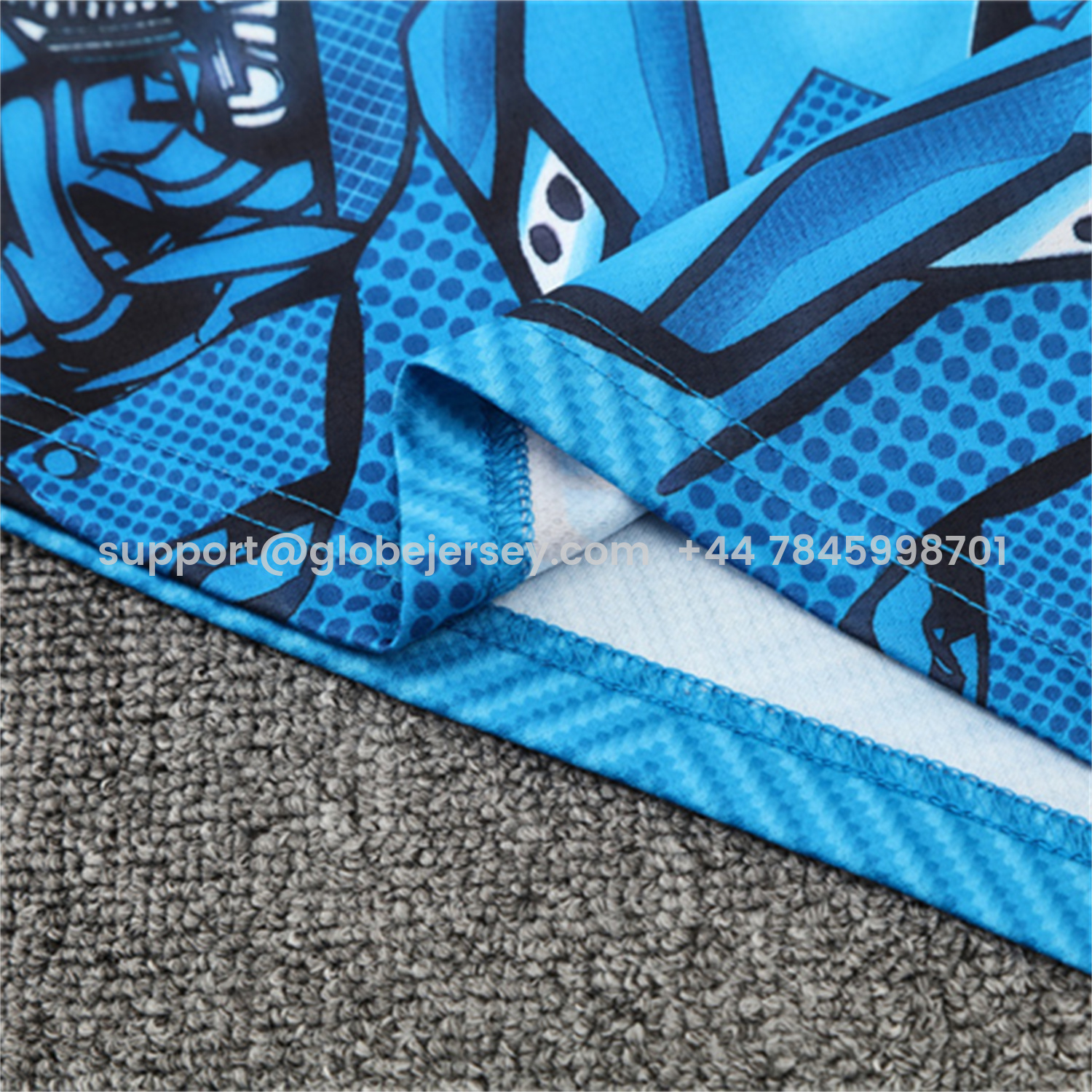 GlobeJersey-Napoli 25-26 Short-Sleeve Training Set - Blue Mecha Top & Black Shorts