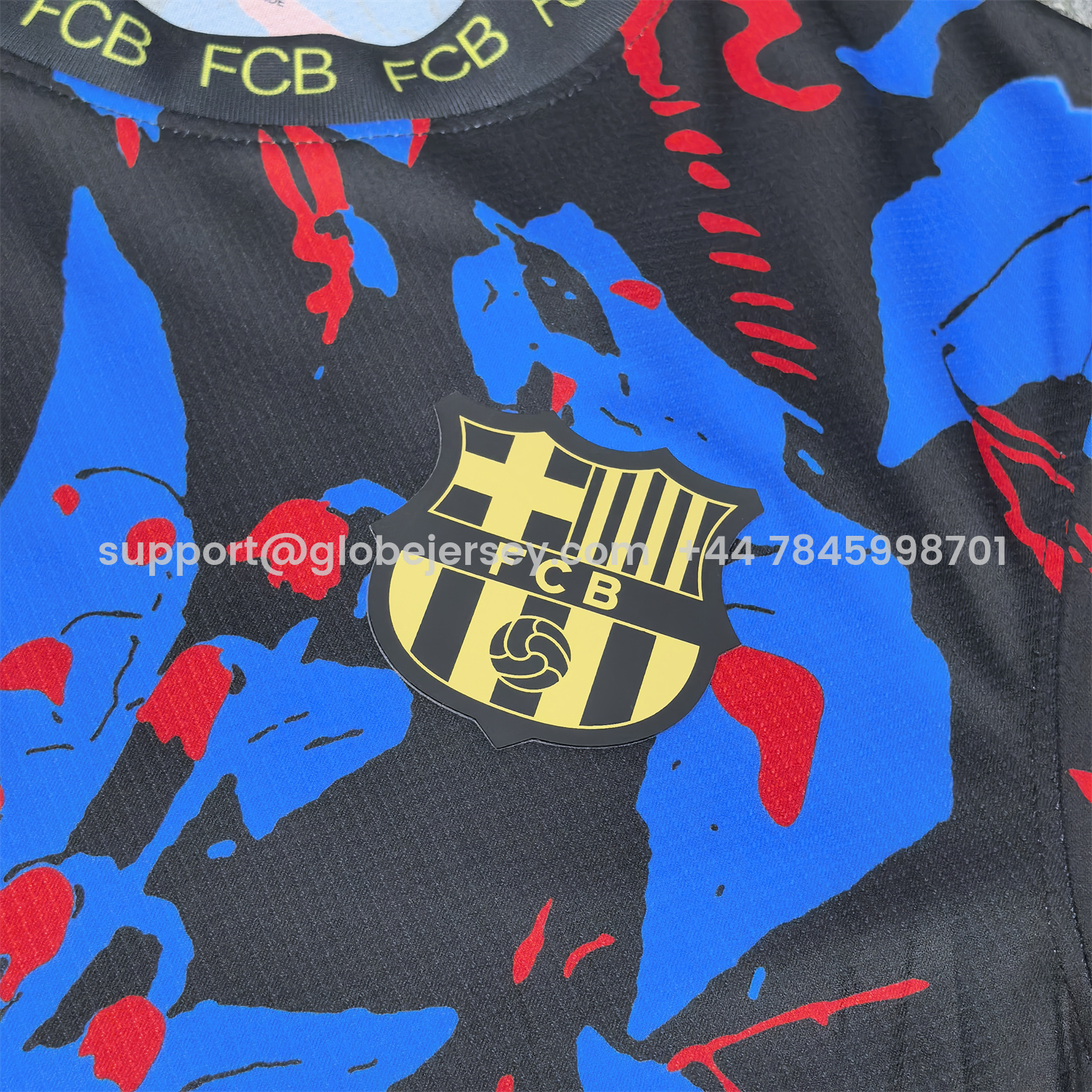GlobeJersey-Barcelona 25-26 Red Blue Snake Silhouette Pattern Special Jersey - Fans Version