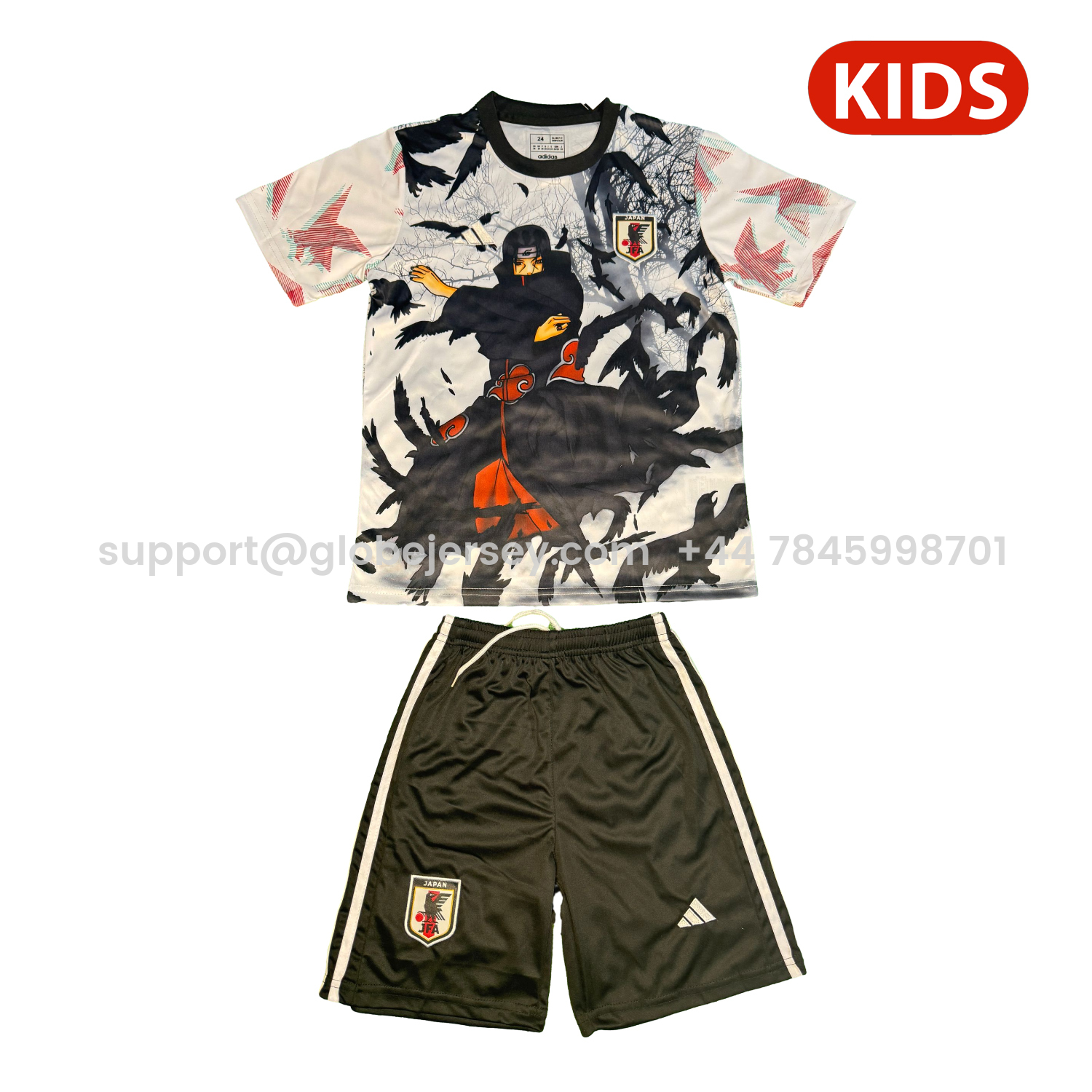 GlobeJersey-Japan 25-26 Uchiha Itachi White And Black Special Kids Kit