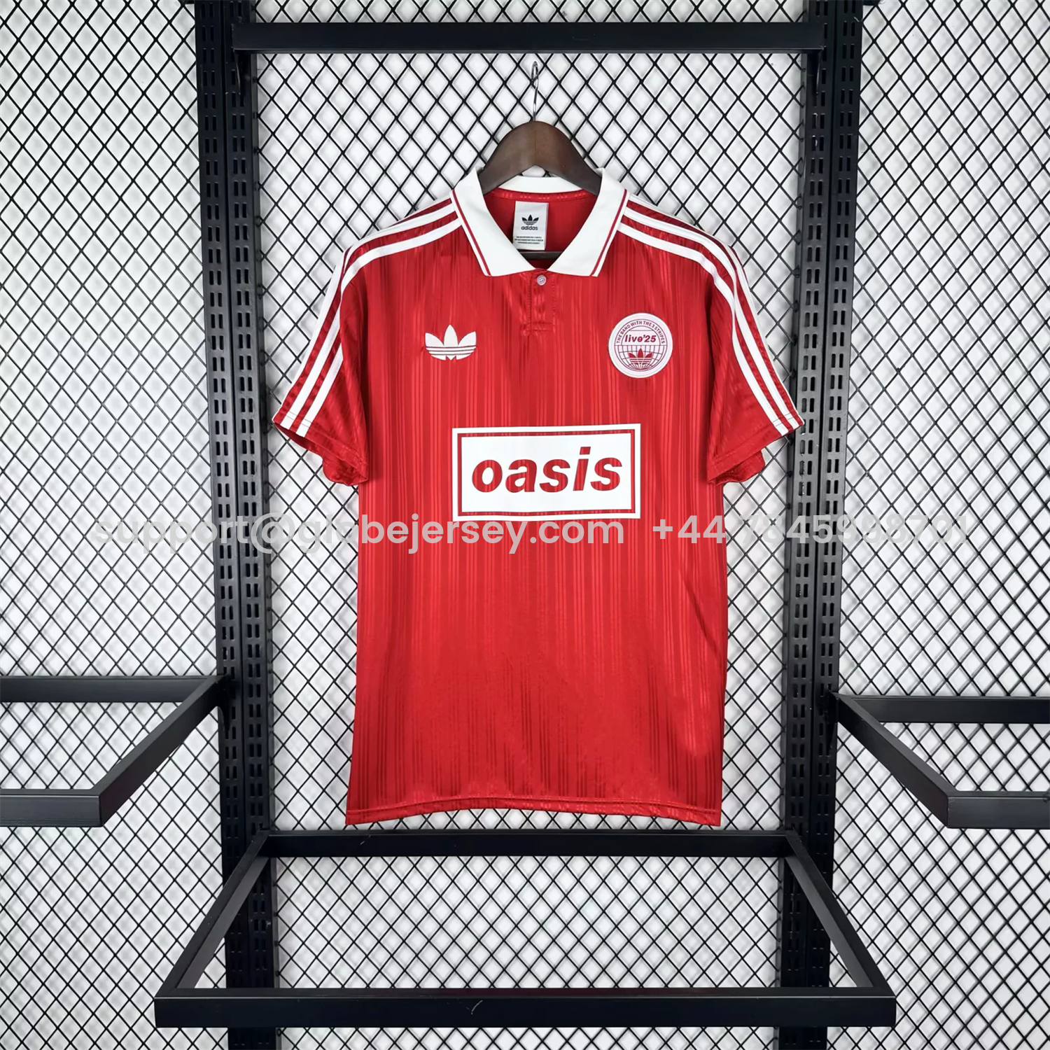 GlobeJersey-Bohemian 25-26 Oasis Originals Tour White Sponsors Red Jersey With Number 25 - Fans Version