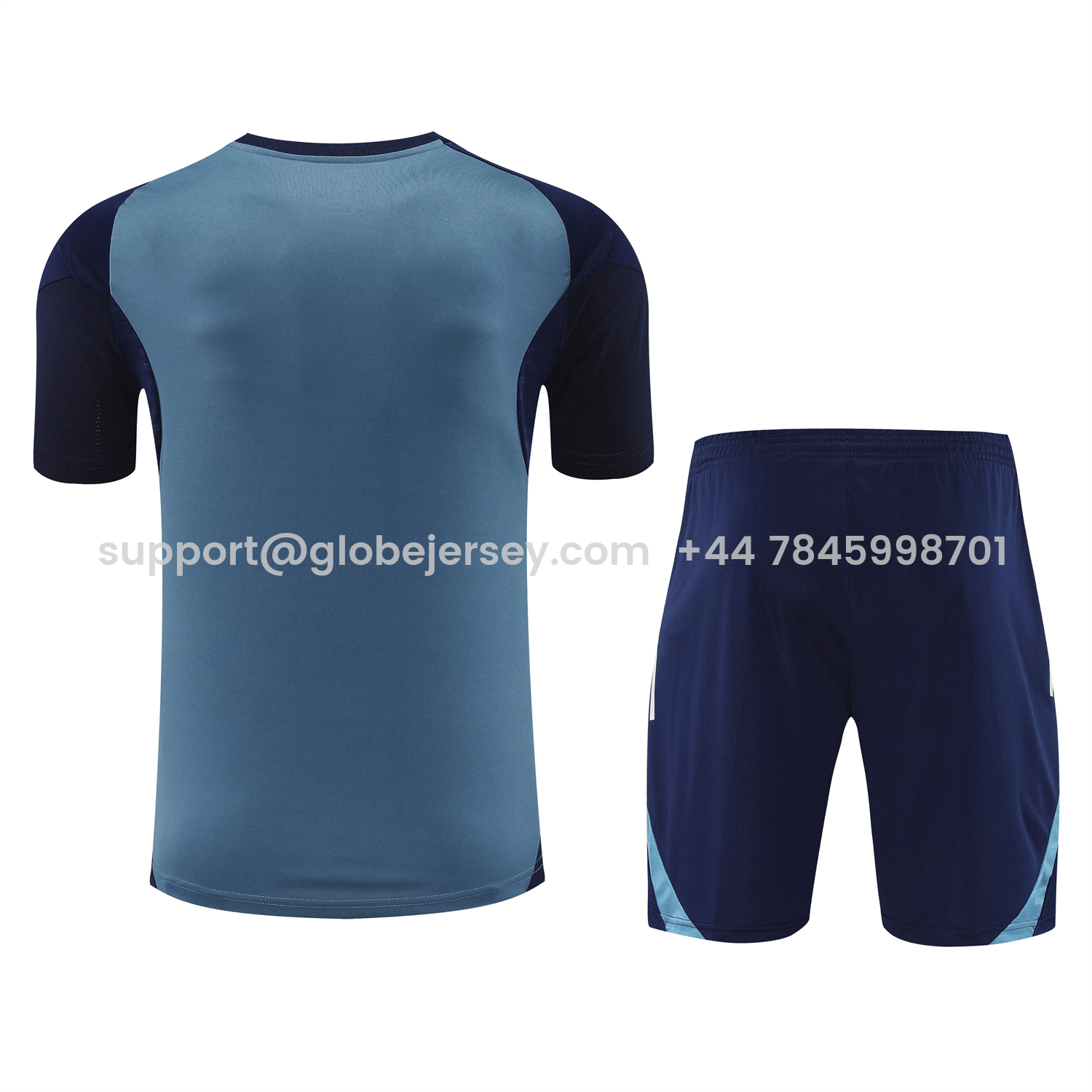 GlobeJersey-Arsenal 25-26 Short-Sleeve Training Set - Grey Blue Top & Dark Blue Shorts