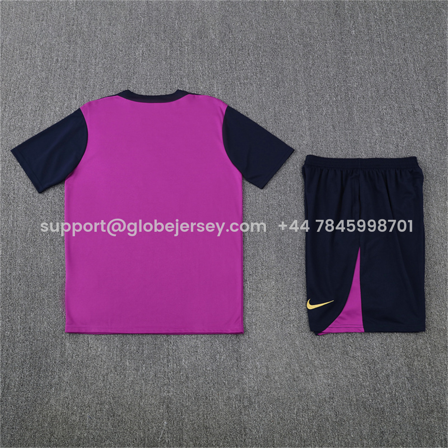 GlobeJersey-Barcelona 25-26 Short-Sleeve Training Set - Purple Top & Deep Blue Shorts