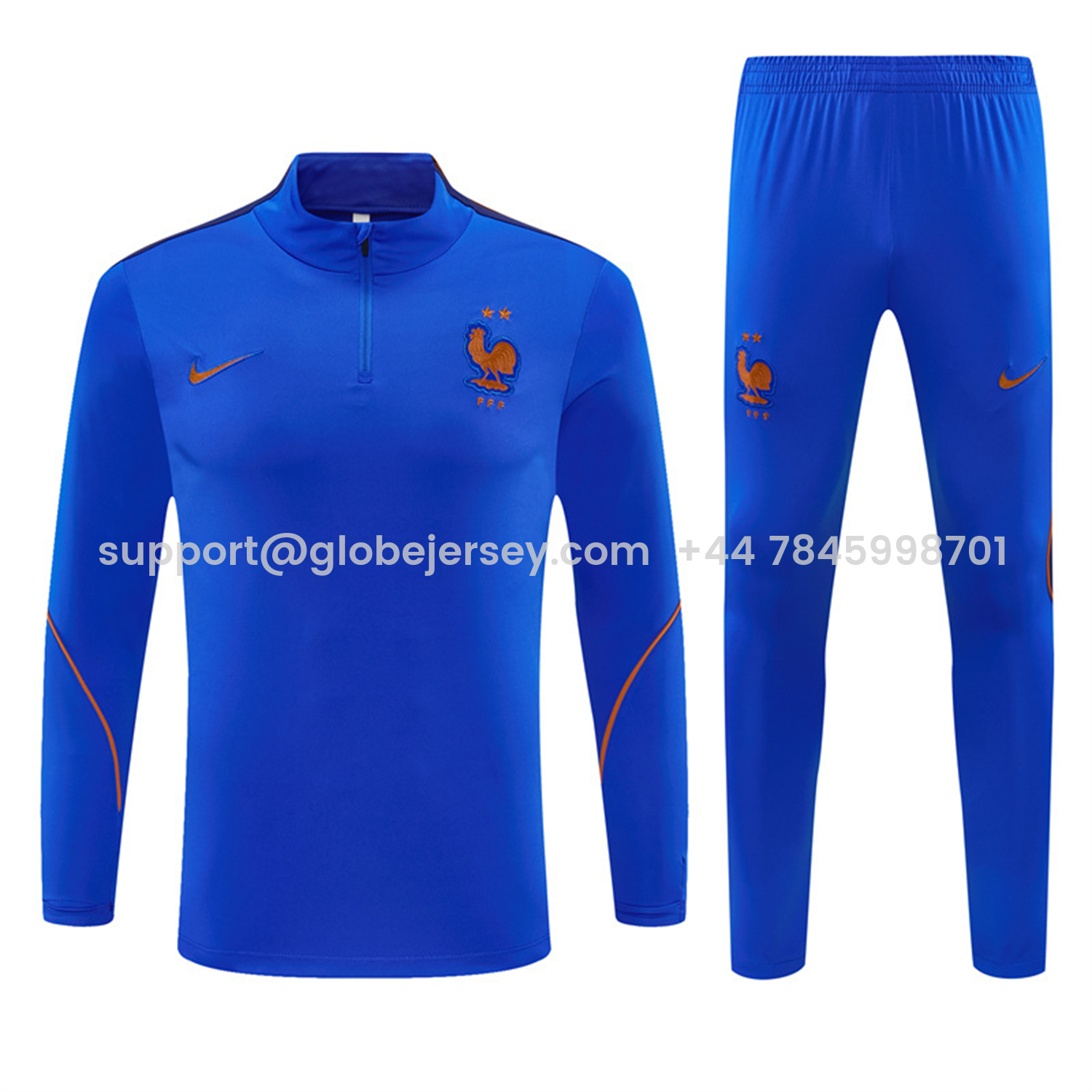 GlobeJersey-France 2026 Long Sleeve Training Set - Royal Blue Top & Pants