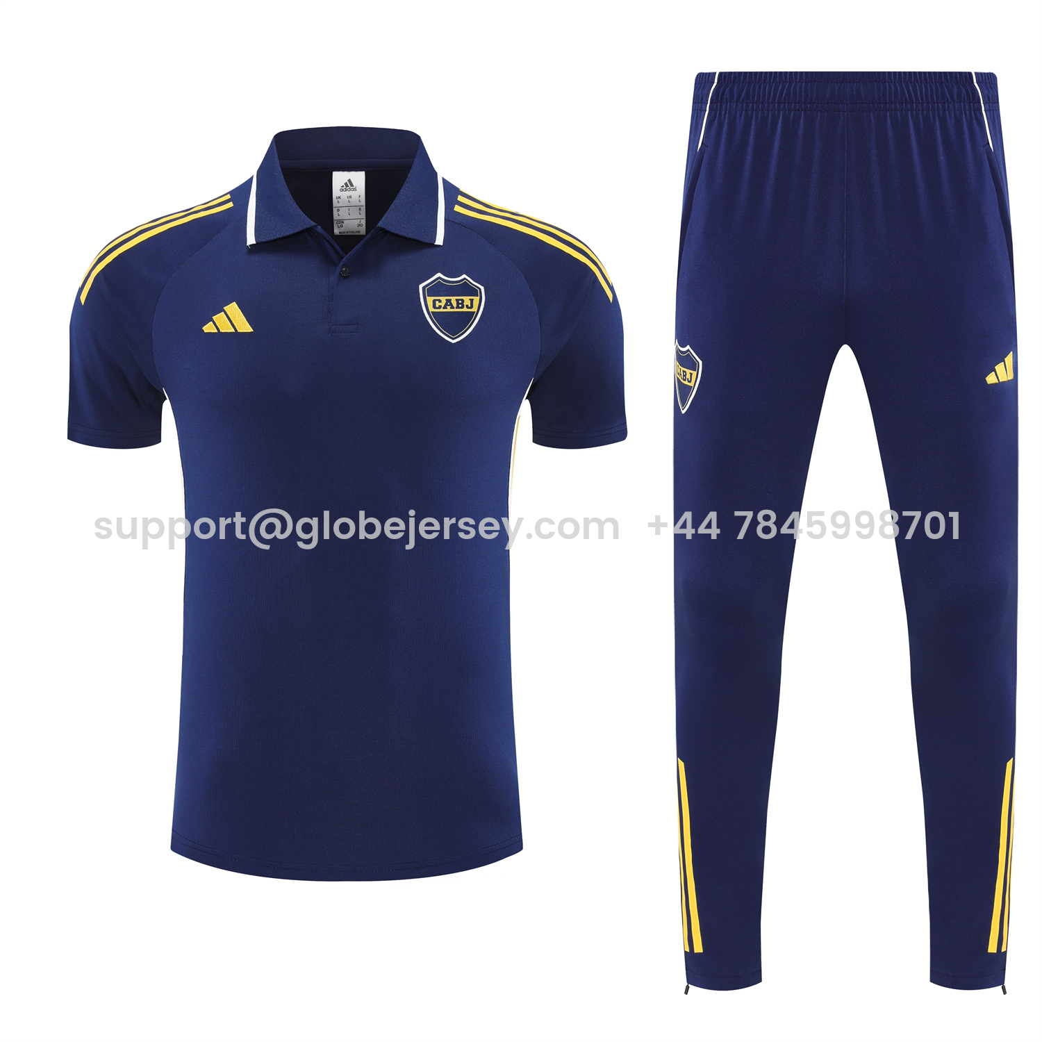 GlobeJersey-Boca Juniors 25-26 POLO Short-Sleeve Training Set - Dark Blue Top & Shorts