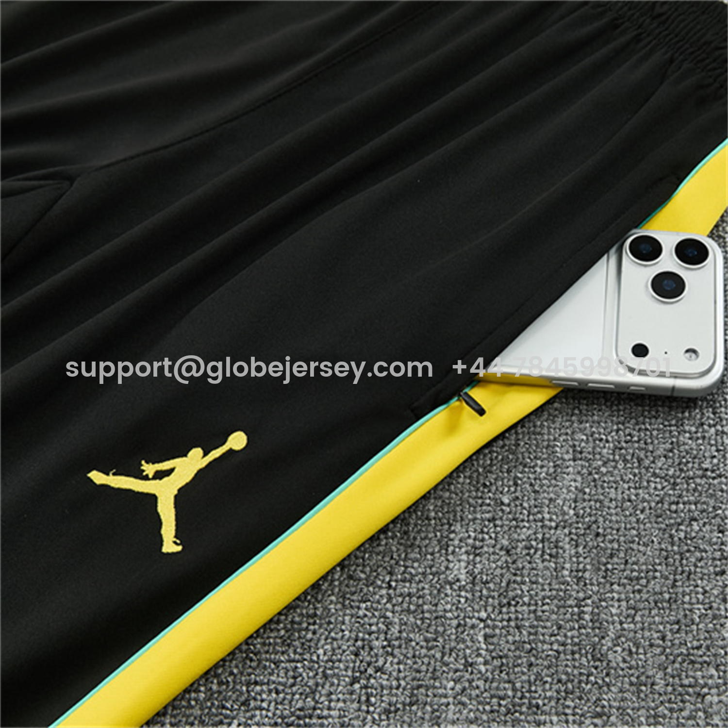 GlobeJersey-Brazil X JD 2026 Long Sleeves Training Set - Black Top And Black Yellow Pants