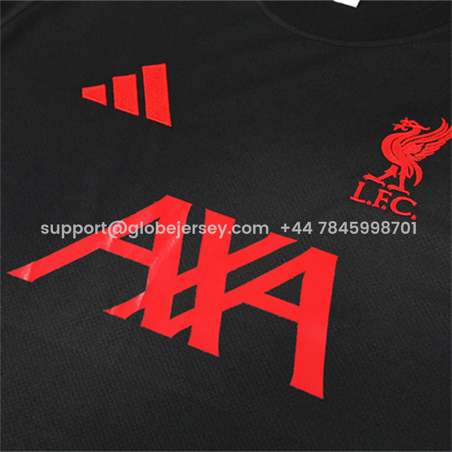 GlobeJersey-Liver.pool 25-26 Short-Sleeve Training Set - Black Top & Black Shorts