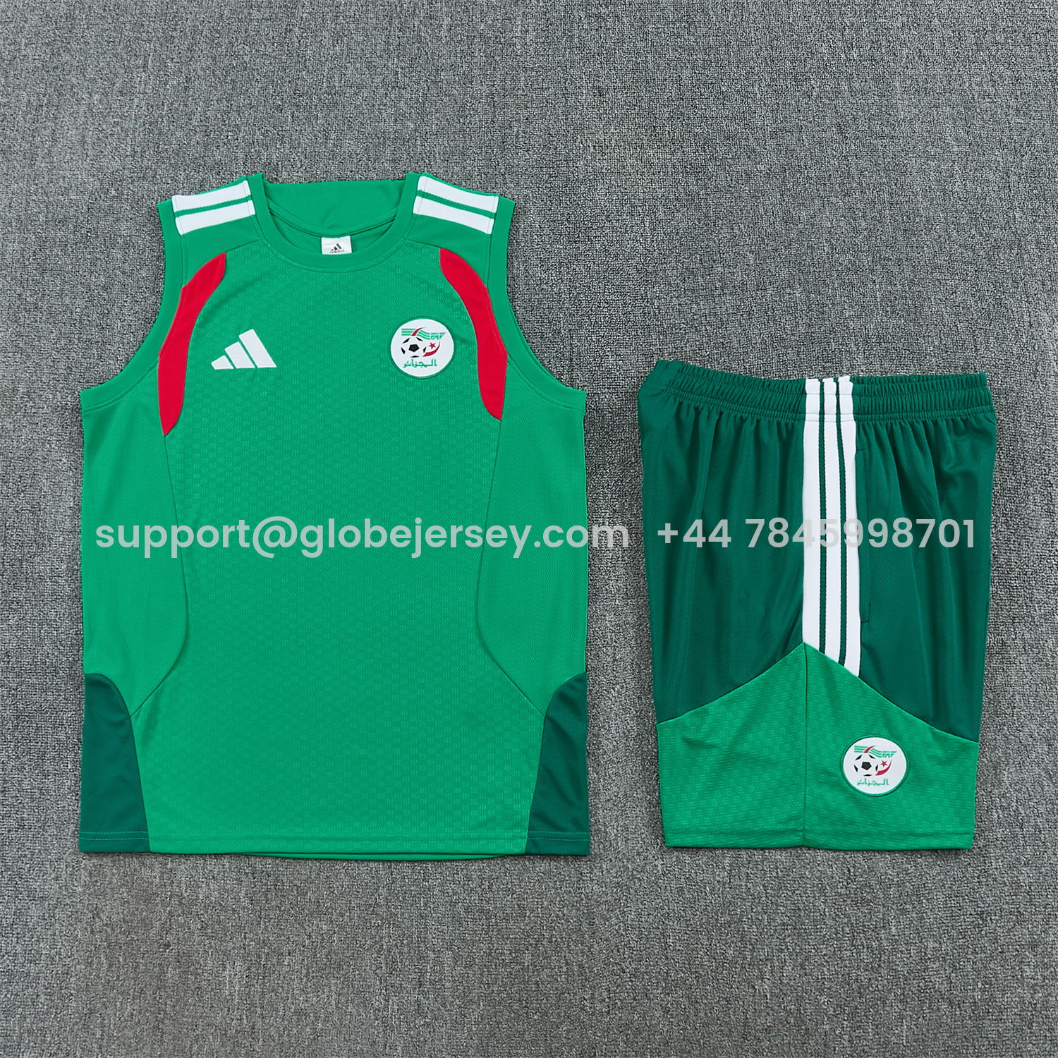 GlobeJersey-Algeria 2026 Vest Training Set - Green Vest and Shorts