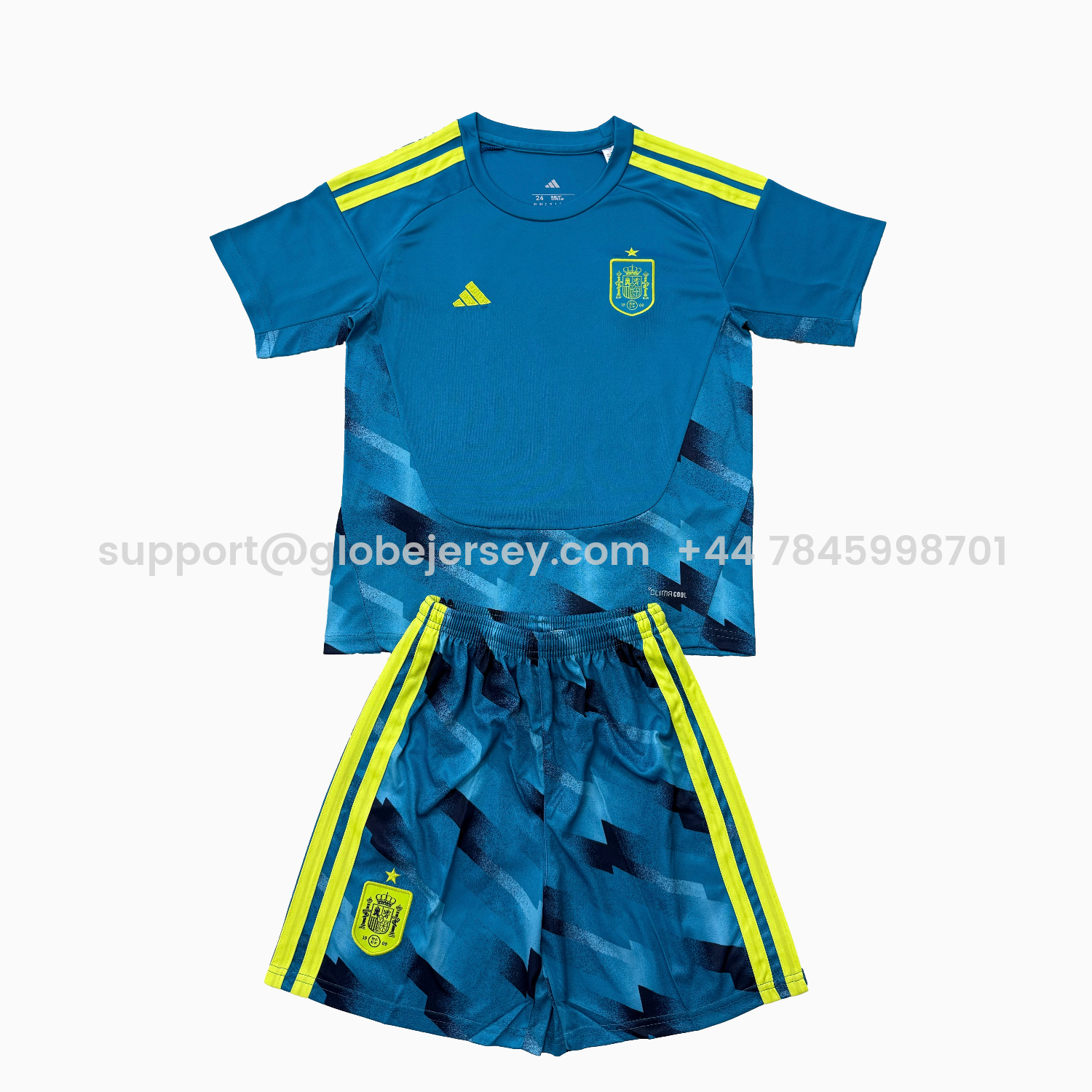 GlobeJersey-Spain 2026 Lake Blue Goalkeeper Kids Kit