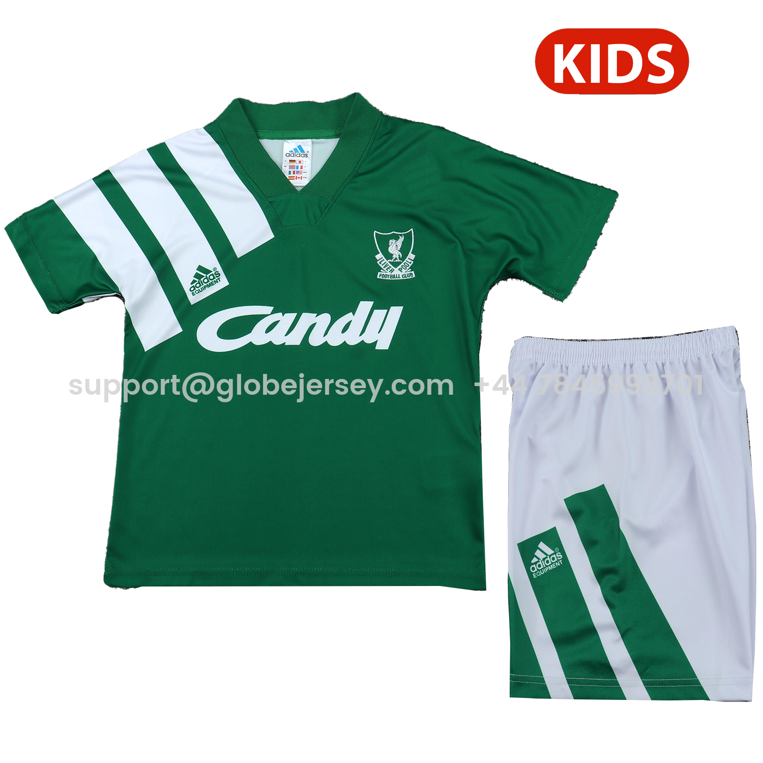GlobeJersey-Retro Liver.pool 1991-92 Away Kids Kit