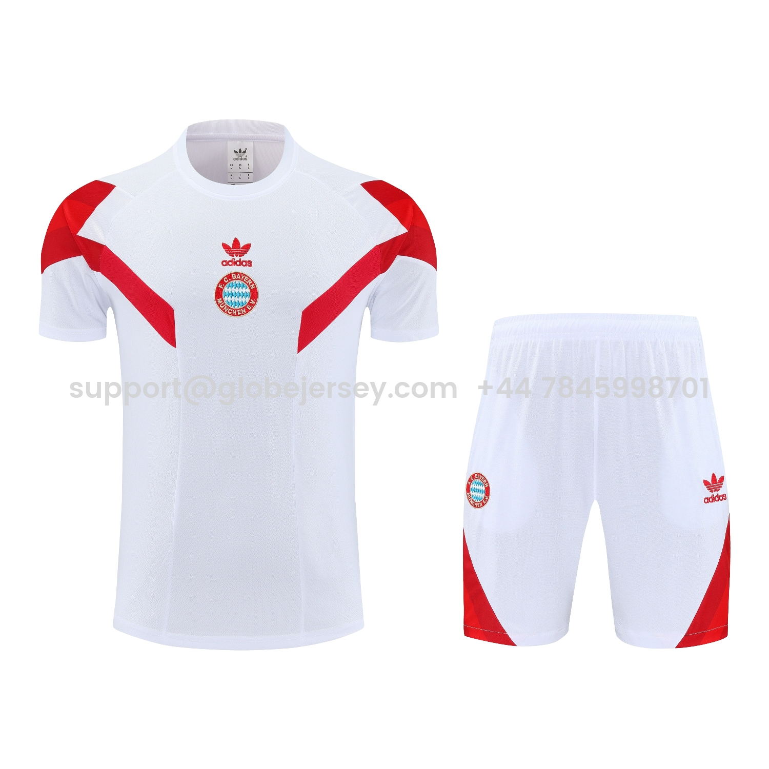 GlobeJersey-Bayern Munich 25-26 Short-Sleeve Training Set - White Top & white Shorts
