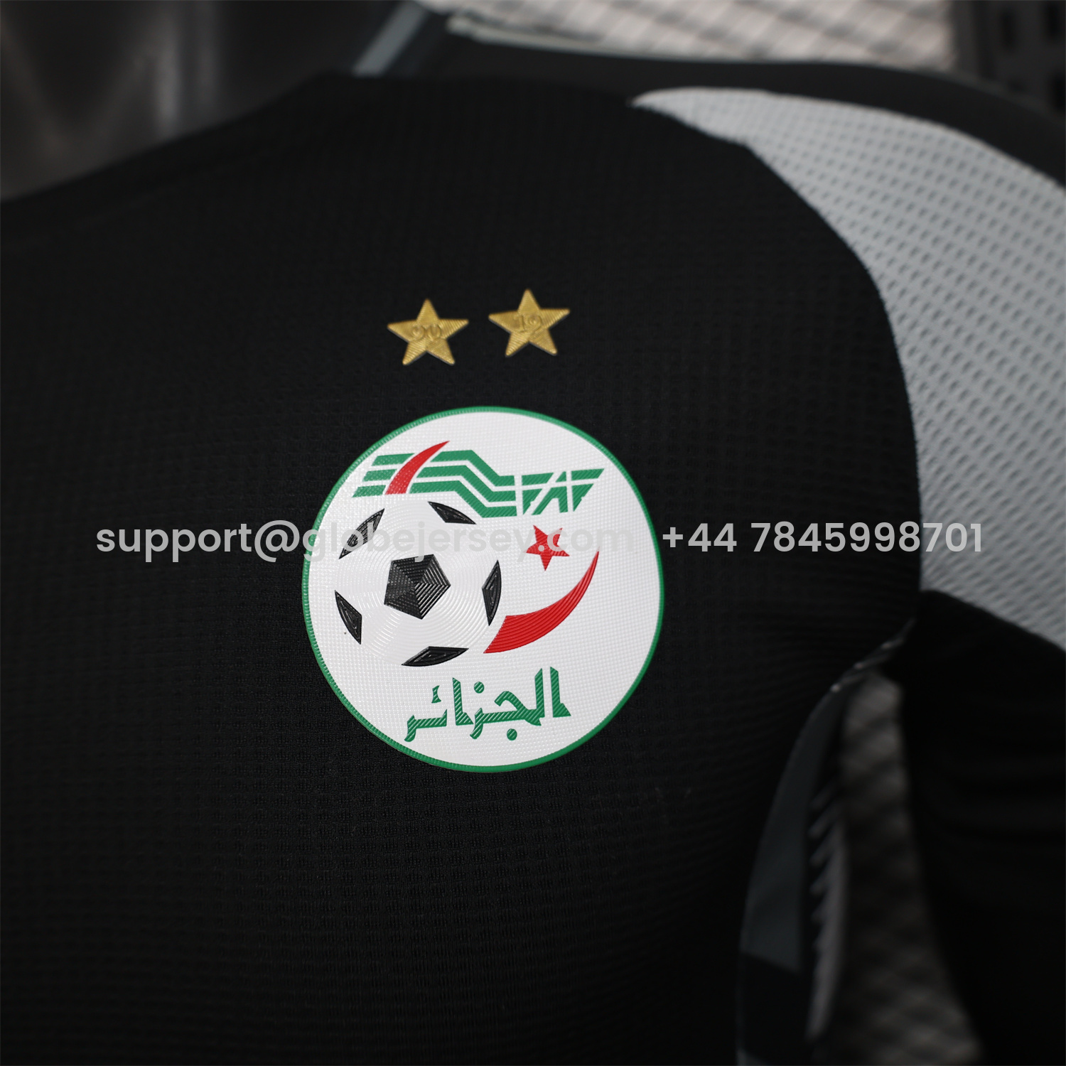 GlobeJersey-Algeria 25-26 Pure Black Jersey with Grey Block - Player Version