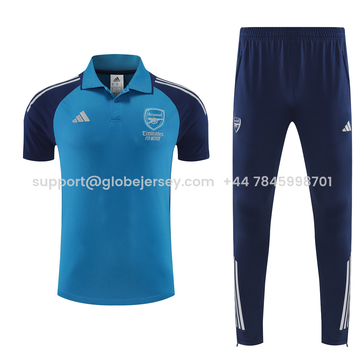 GlobeJersey-Arsenal 25-26 POLO Short-Sleeve Training Set - Royal Blue Top and Deep Blue Pants