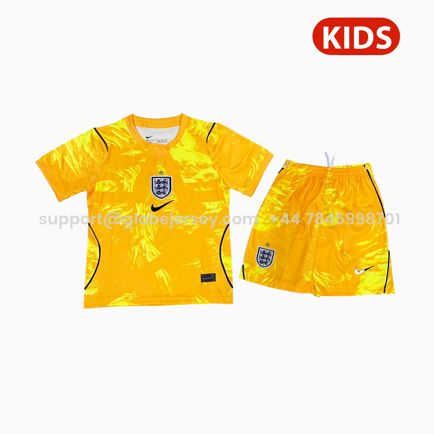 GlobeJersey-England 2026 Yellow Goalkeeper Kids Kit