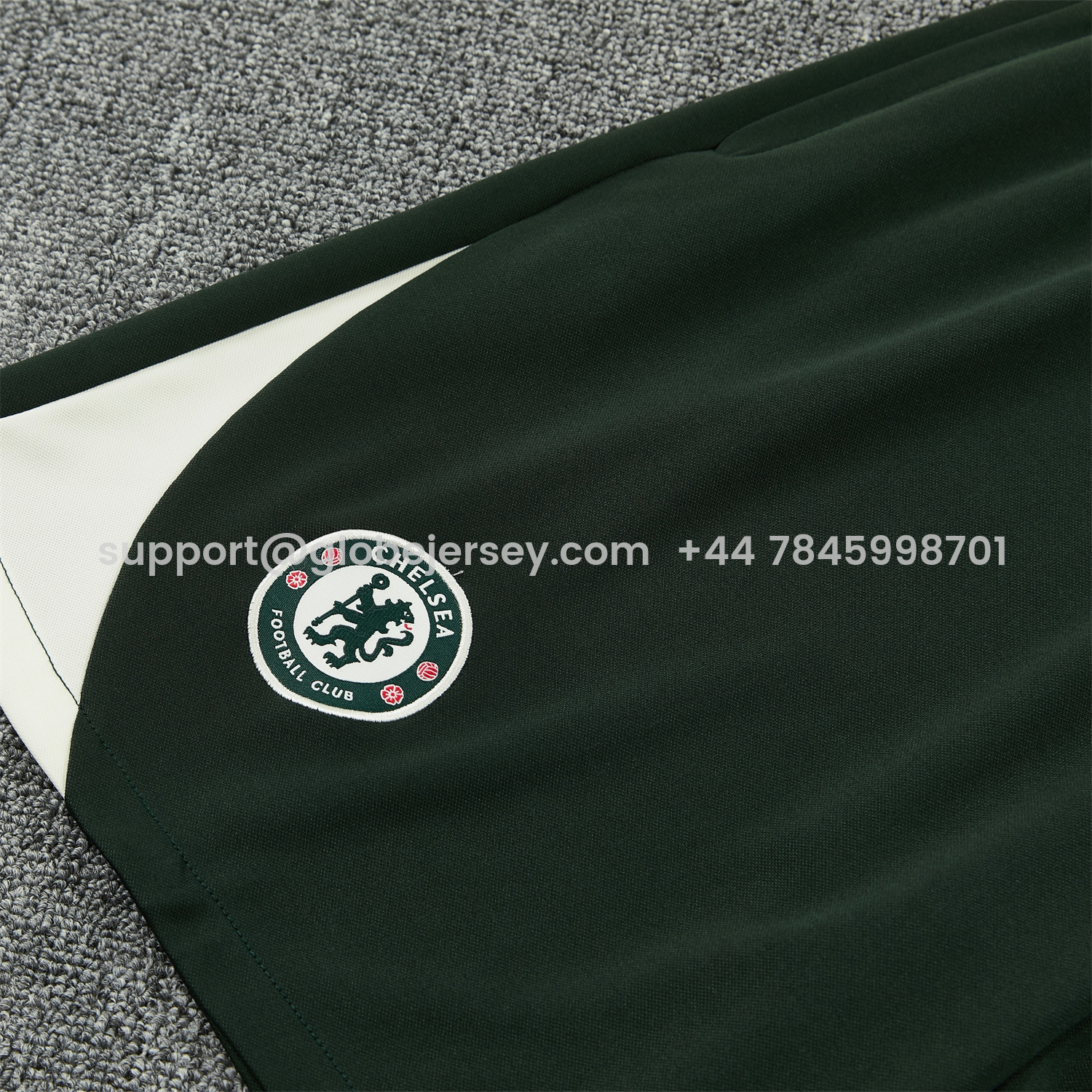 GlobeJersey-C.H.E.L.S.E.A 25-26 Vest Training Set - Dark Green With White Accents Top & Pants