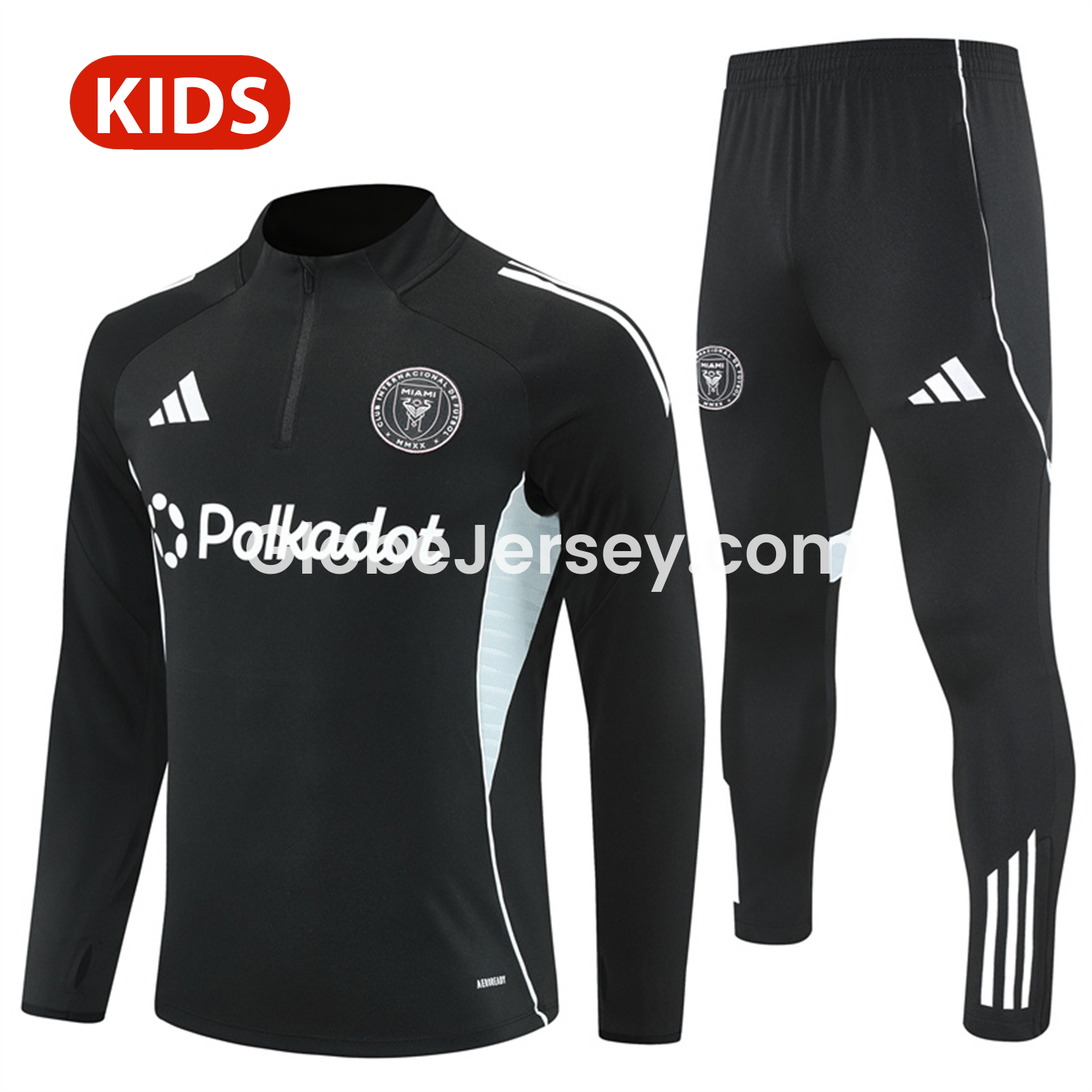 GlobeJersey-INT M.A.M 25-26 Kid Long Sleeves Training Set - Black Top & Black Pants