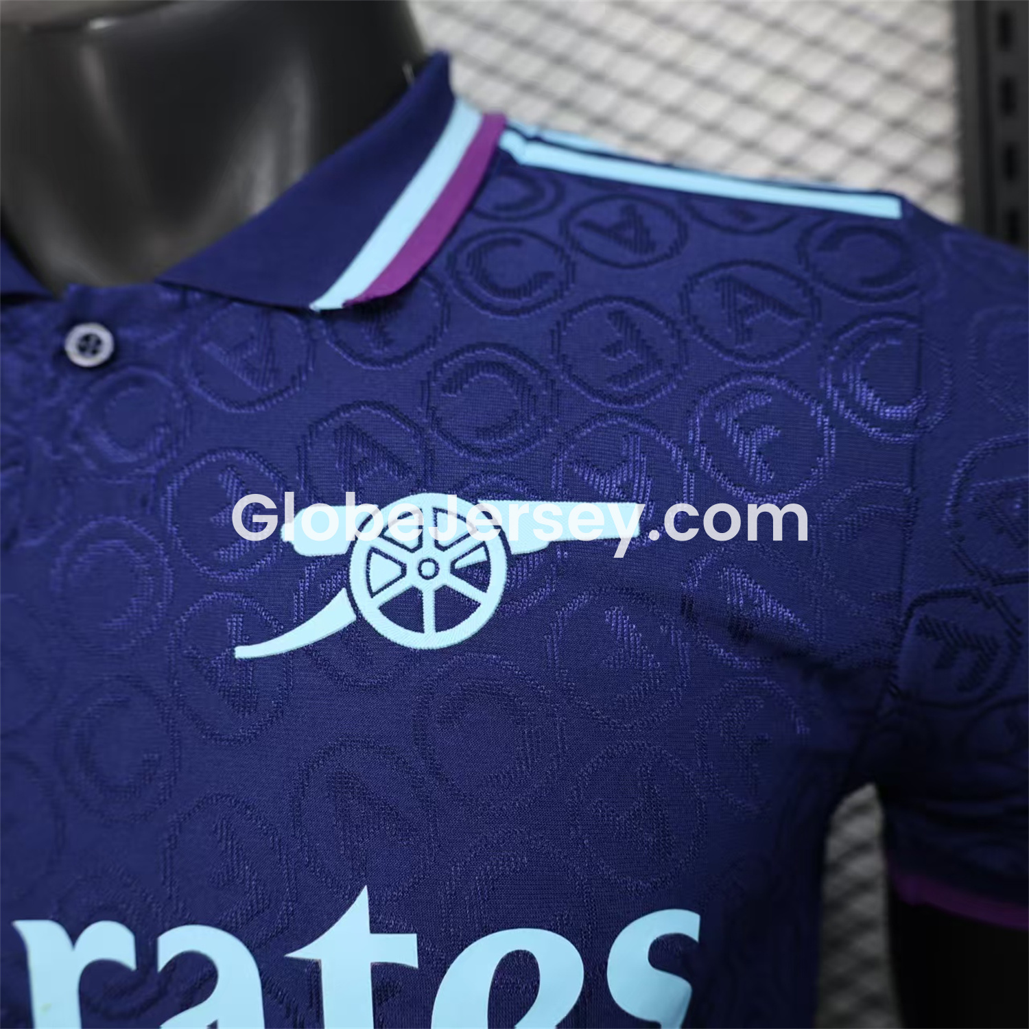 GlobeJersey-Arsenal 25-26 Deep Blue POLO Letter Pattern Special Jersey - Player Version