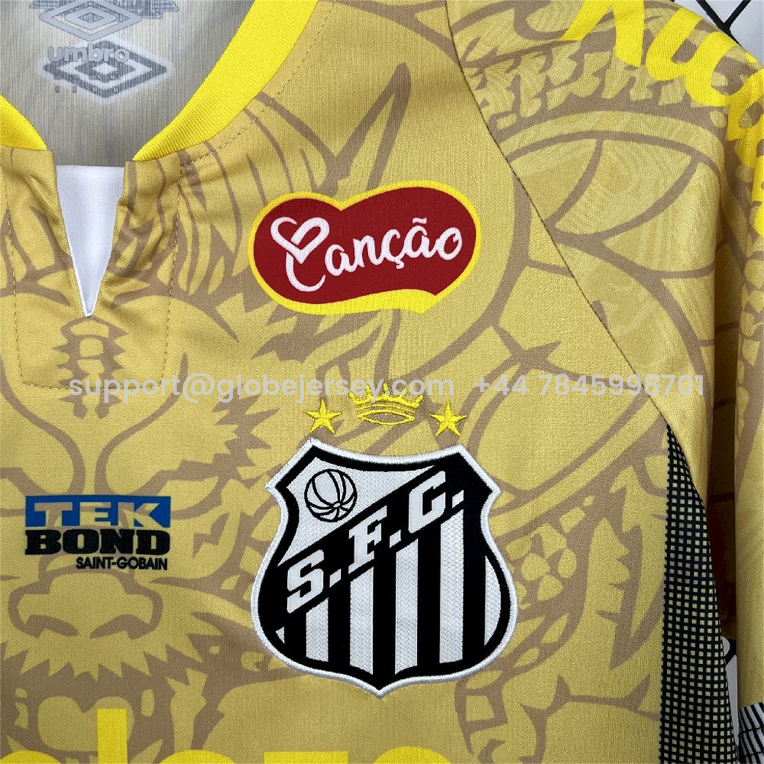 GlobeJersey-Santos 25-26 Yellow Special Jersey with Sponsors - Fans Version