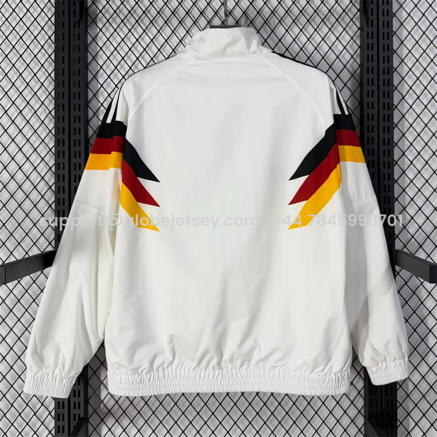 GlobeJersey-Germany 2026 Windbreaker Jacket - White With Classic Stripes