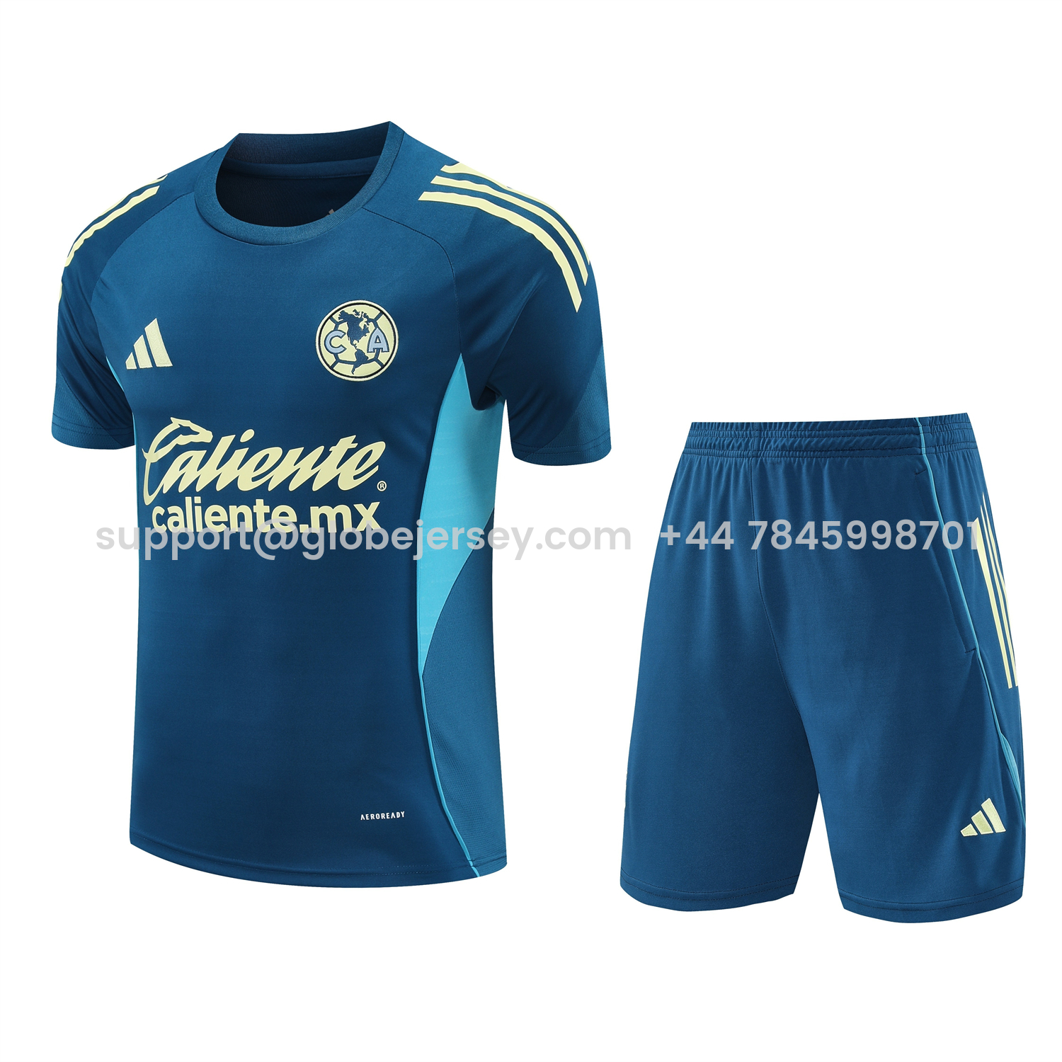 GlobeJersey-Club América 25-26 Short-Sleeve Training Set - Deep Blue Top & Deep Blue Shorts