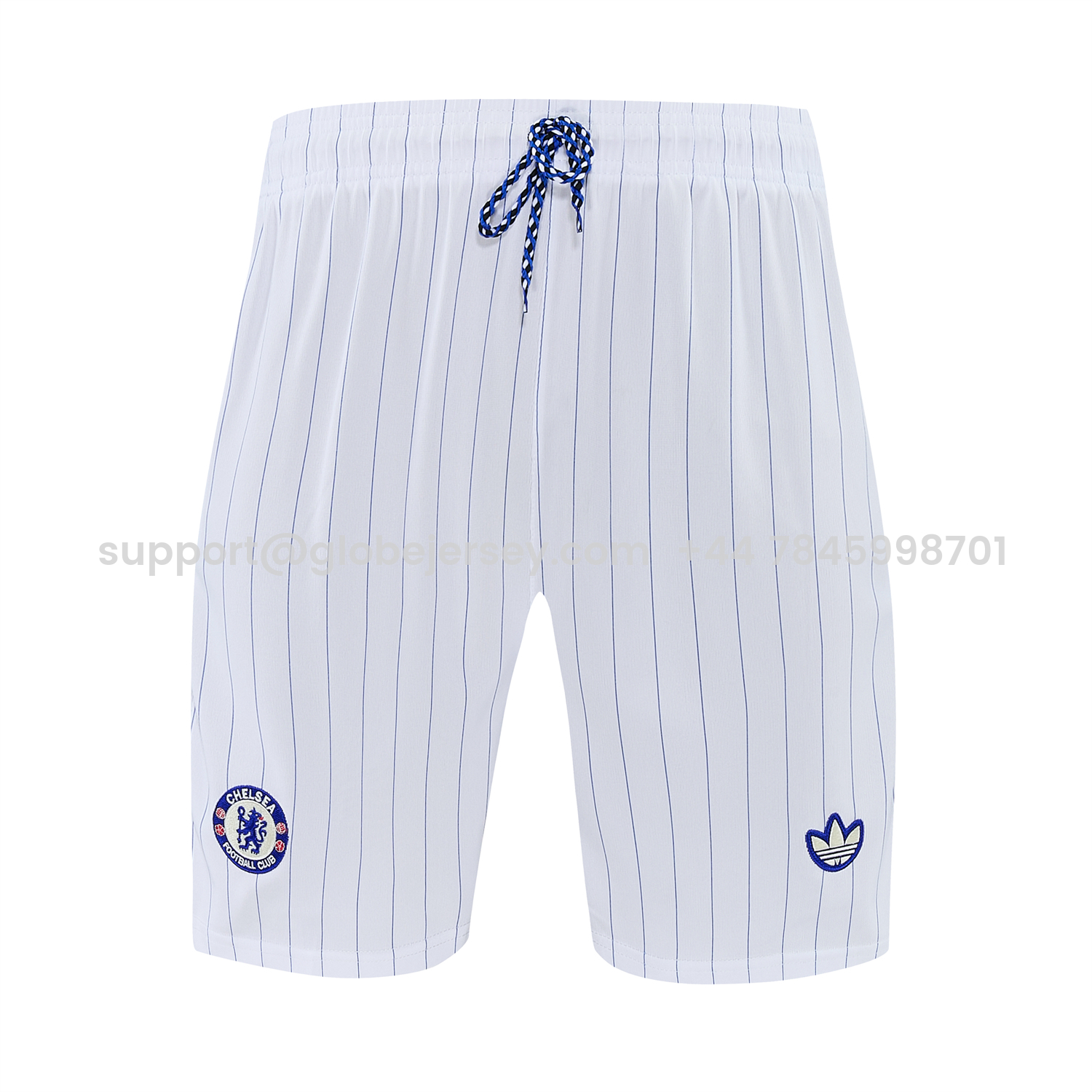 GlobeJersey-C.H.E.L.S.E.A 25-26 Retro Style Vest Training Set - Blue Top & White With Blue Stripes Pants