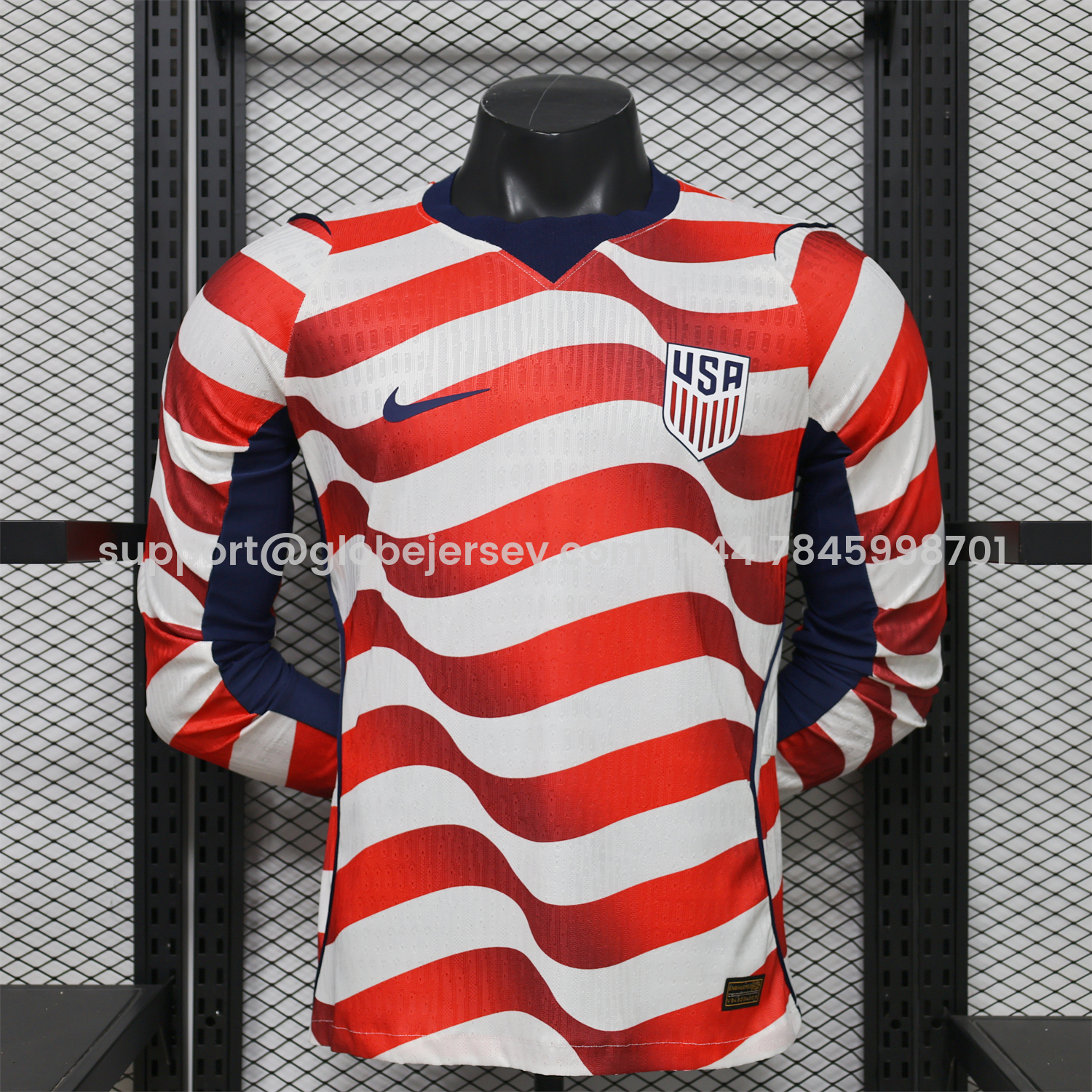 GlobeJersey-【Back Blank】United States USA 2026 Home Long Sleeves Jersey - Player Version