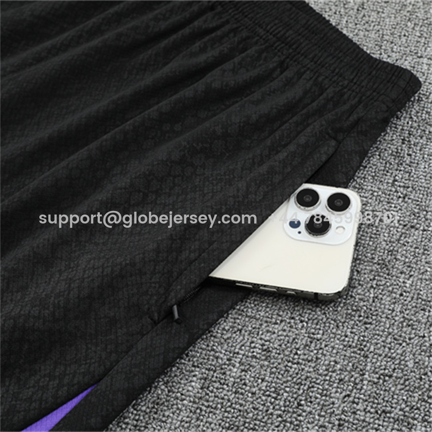 GlobeJersey-Barcelona 25-26 X KB Kids Short-Sleeve Training Set - Black Blue Top & Black Shorts