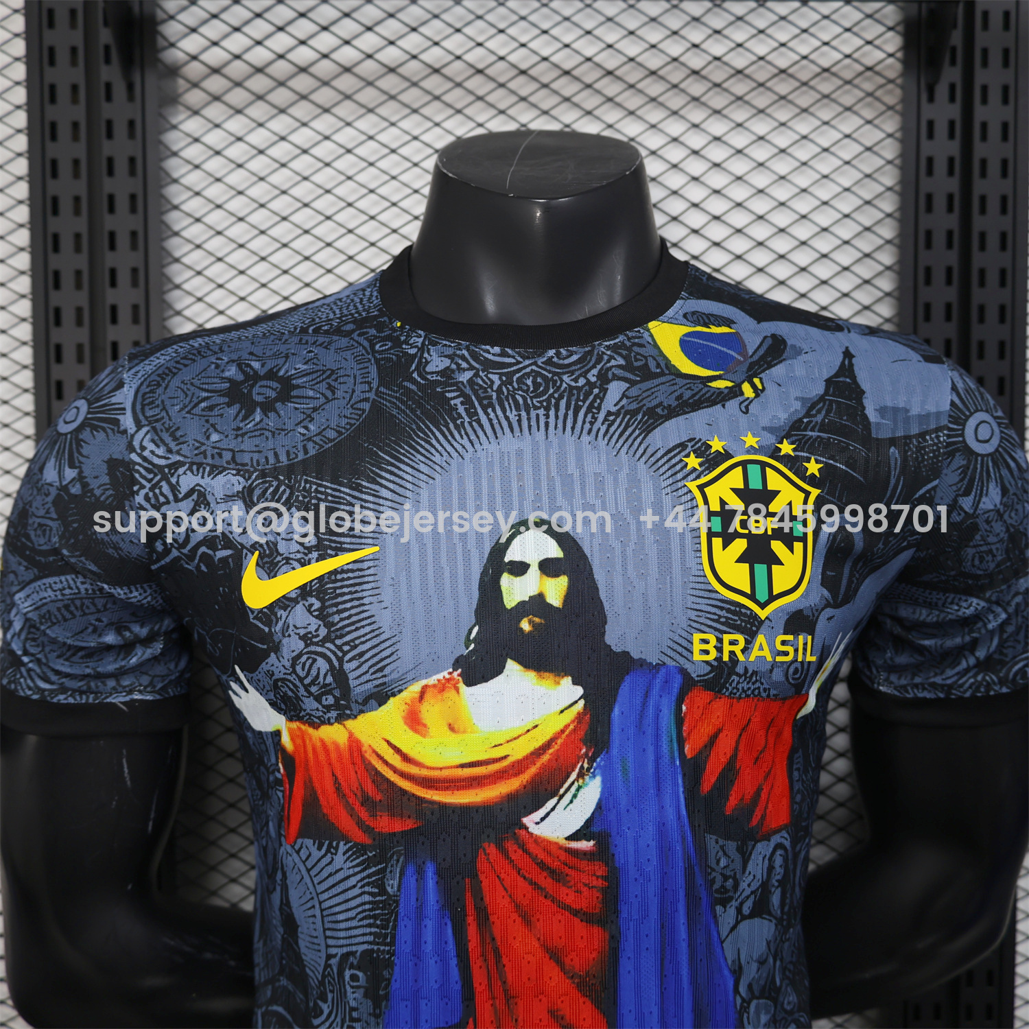 GlobeJersey-Brazil 25-26 Colorful Jesus Statue Special Black Jersey - Player Version