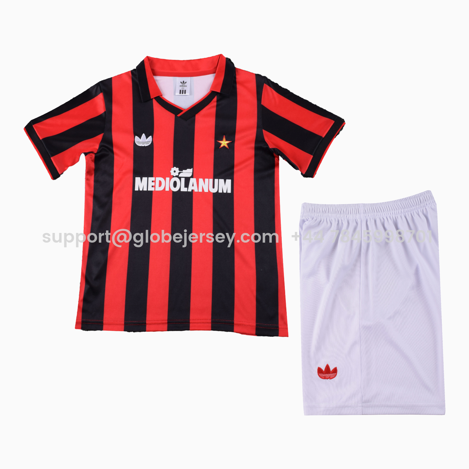 GlobeJersey-Retro AC Milan 1990-91 Home Kids Kit