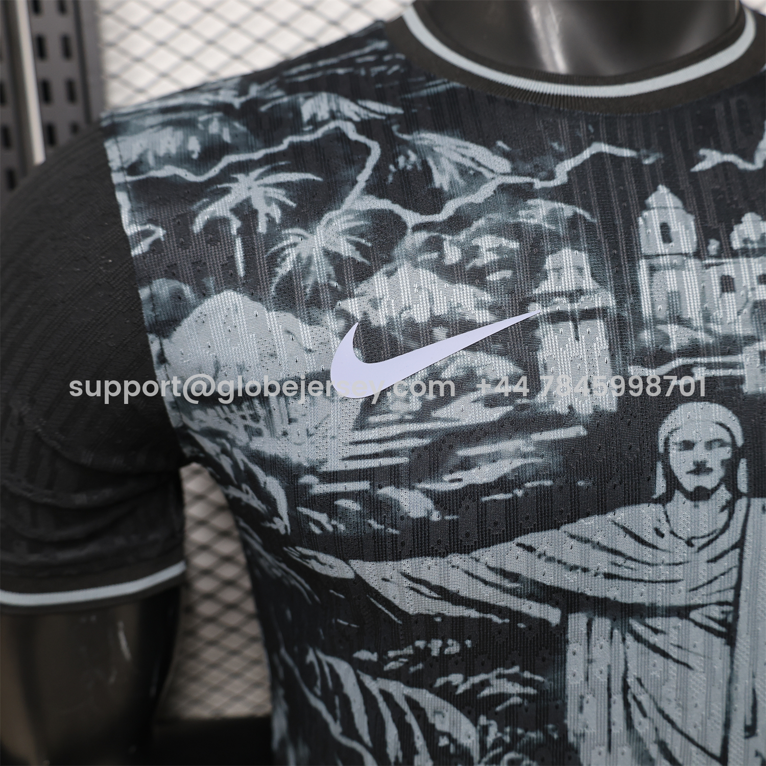 GlobeJersey-Brazil 2026 Grey Jesus Black Special Jersey - Player Version