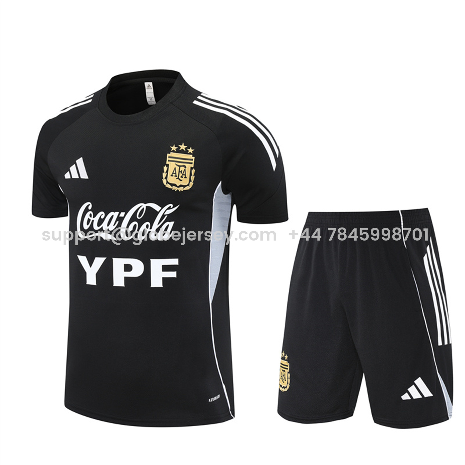 GlobeJersey-Argentina 25-26 Pre-Match Short-Sleeve Training Set - Black Top & Shorts