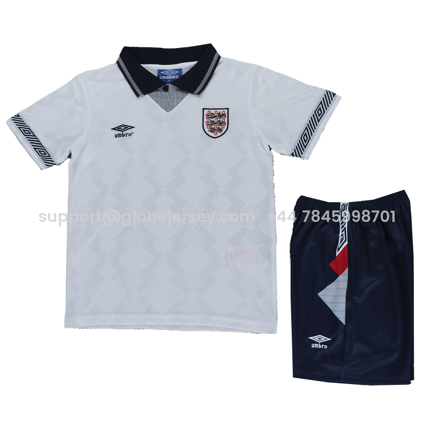 GlobeJersey-Retro England 1990 Home Kids Kit