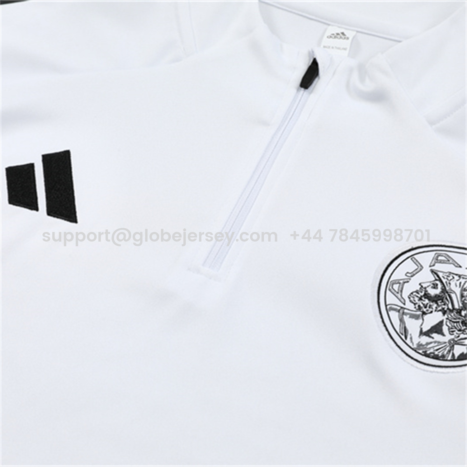 GlobeJersey-Ajax 25-26 Kids Long Sleeve Training Set - White Top and Black Pants