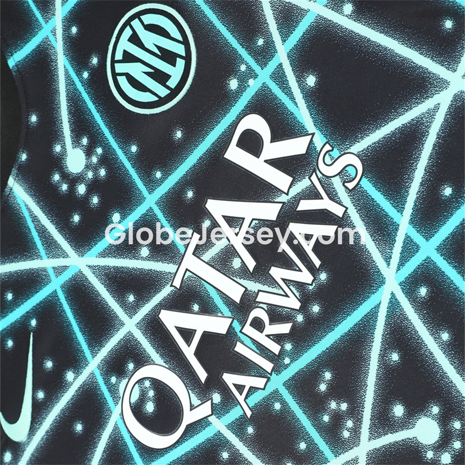 GlobeJersey-Inter Milan 25-26 Short-Sleeve Training Set - Blue Fluorescent Rays Black Top & Black Shorts