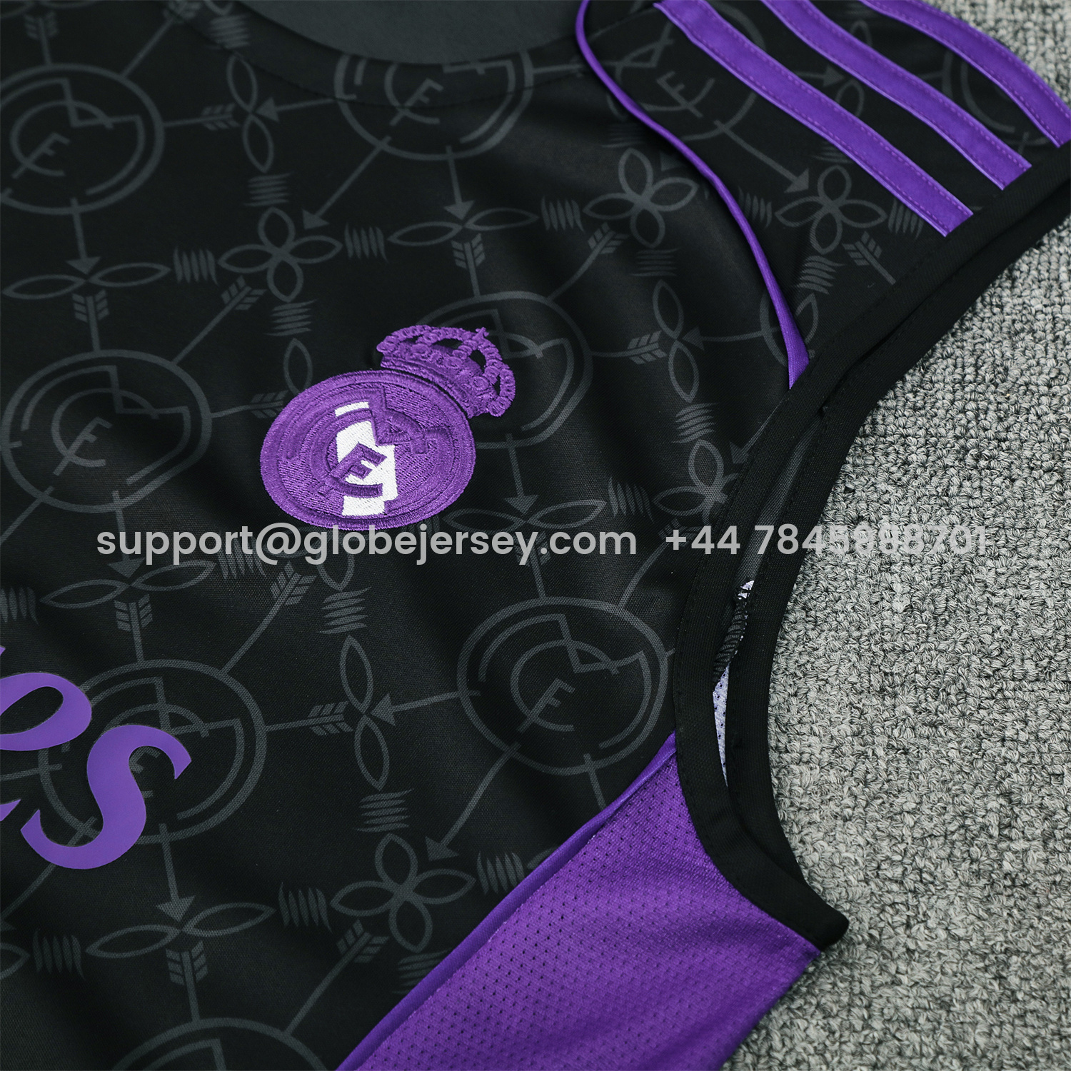 GlobeJersey-Real Madrid 25-26 Vest Training Set - Blue Edge Black Vest & Black Shorts