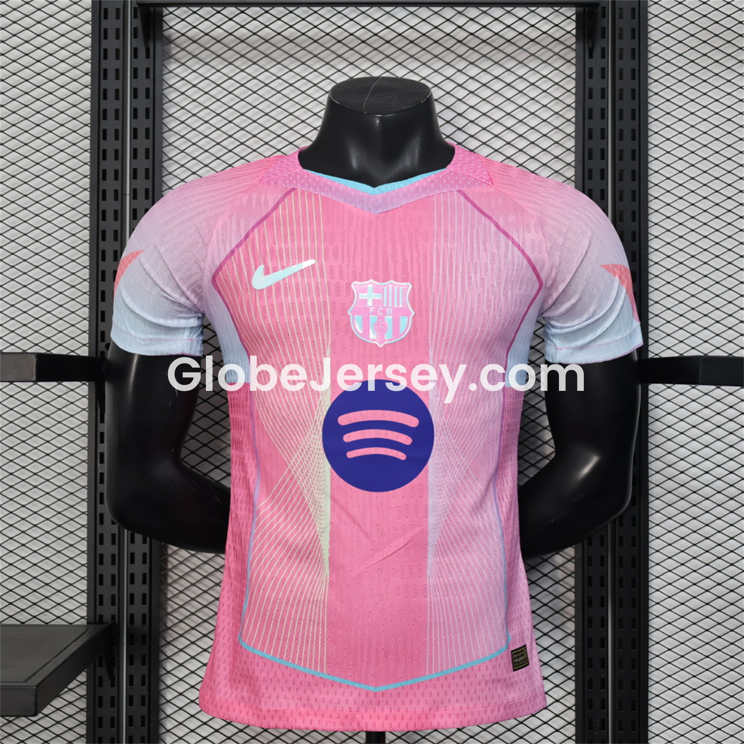 GlobeJersey-Barcelona 25-26 Pink and Light Blue Stripes Jersey - Player Version
