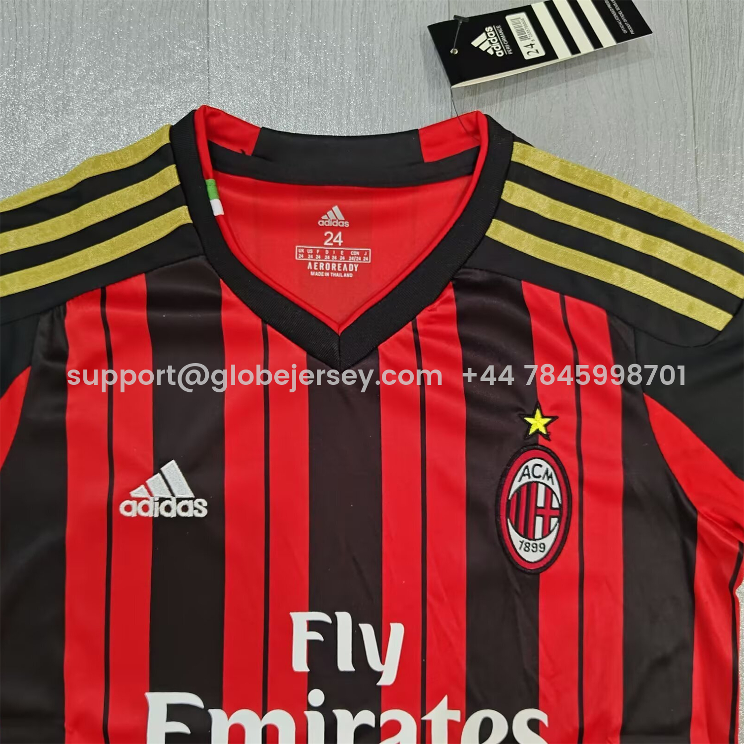 GlobeJersey-Retro AC Milan 2013-14 Home Kids Kit