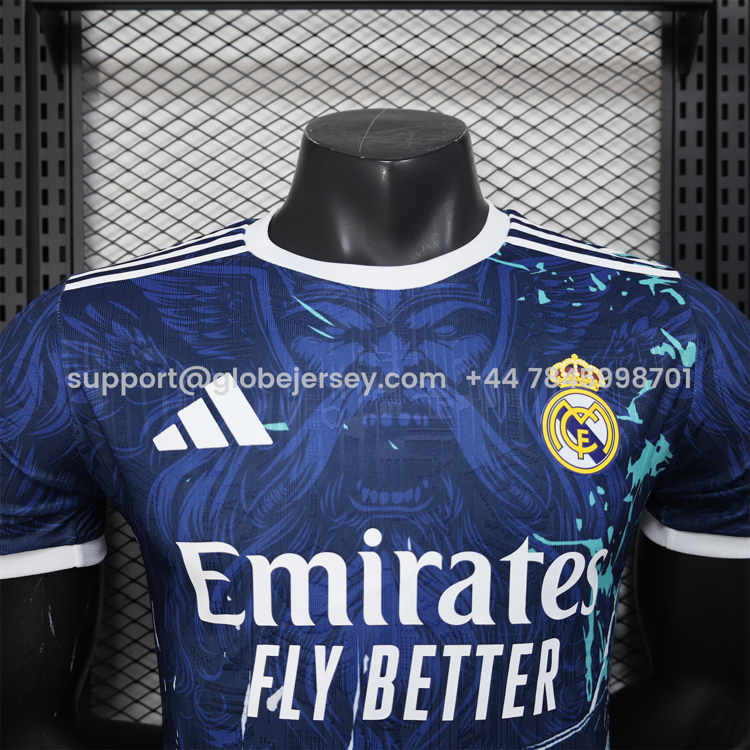 GlobeJersey-Real Madrid 25-26 Blue Jersey with White Viking Roar Comics - Player Version