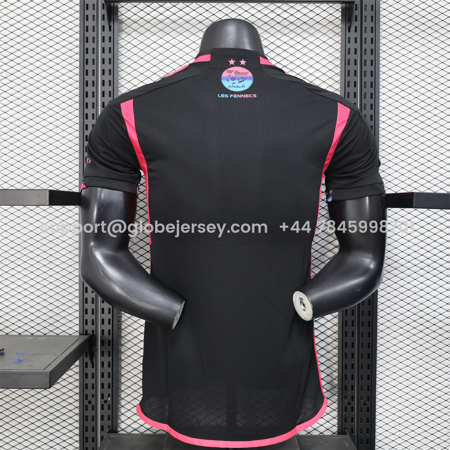 GlobeJersey-Algeria 25-26 Pure Black with Fluorescent Green Powder Advertising Jersey - Player Version